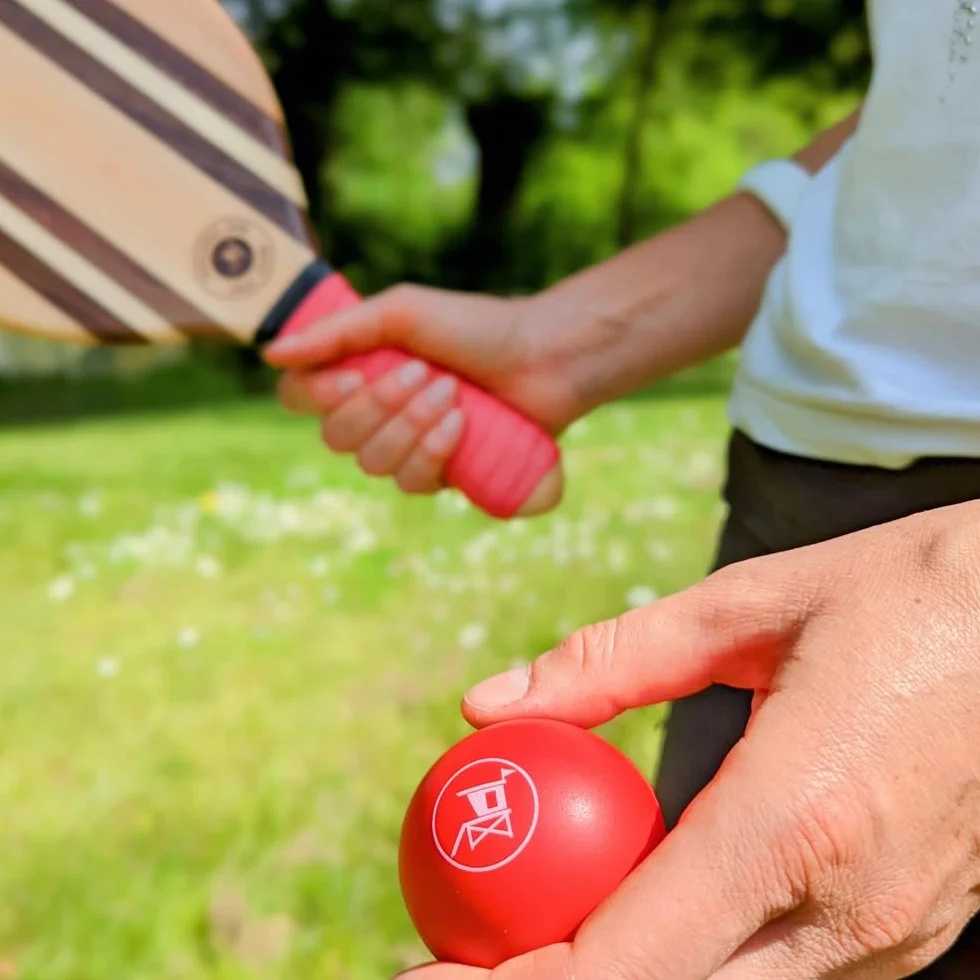 Set de 2 Balles de Raquette de Plage, Softball Rouge Mousse PU, Speedball Orange Caoutchouc 55-60mm