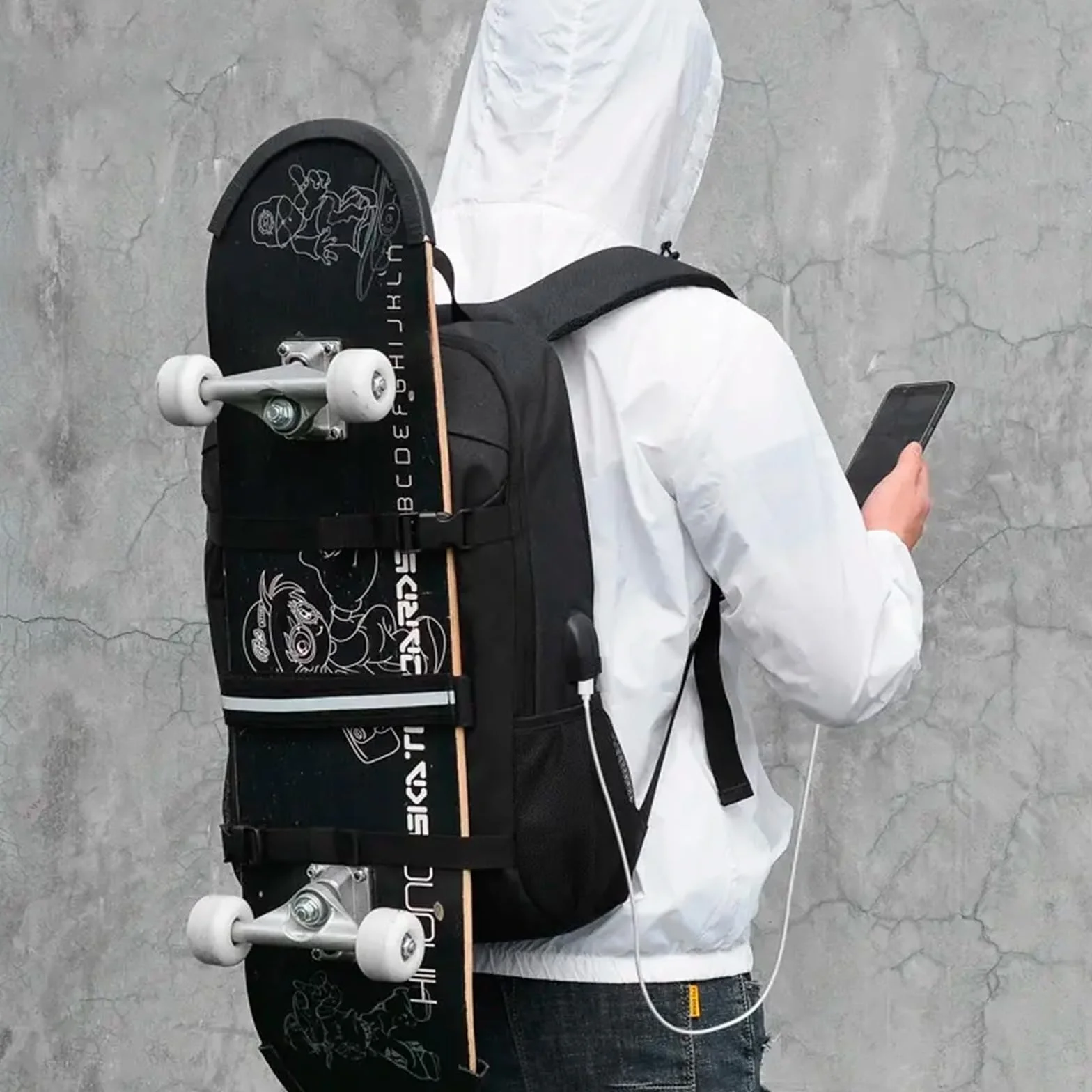 Bretelles de Skateboard Sac Bandoulière Réglable 79-138 cm Accessoires Transport Longboard