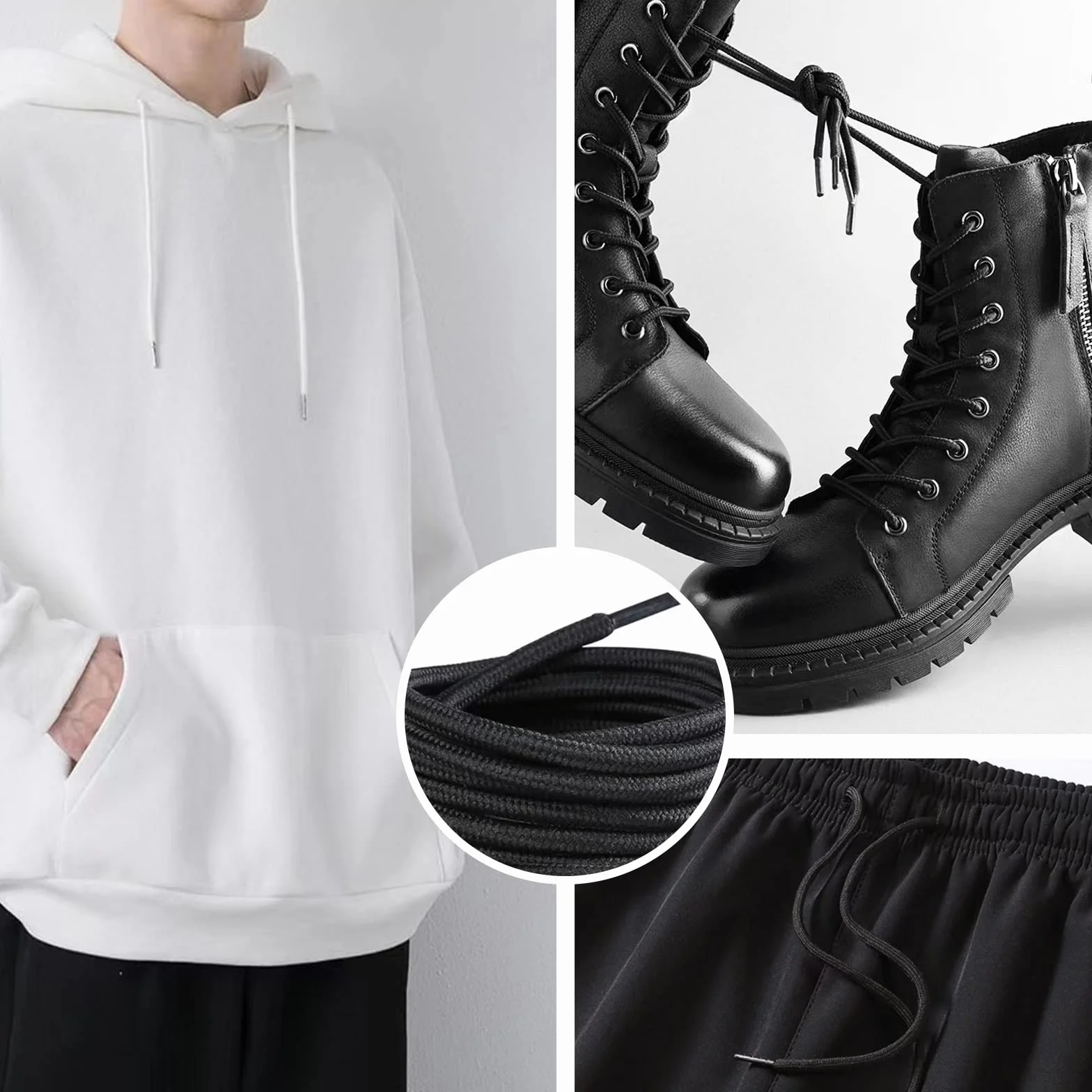 Cordon pour Pantalon de Jogging en Coton avec Épingle à Repasser, Dunkelgrau 180cm