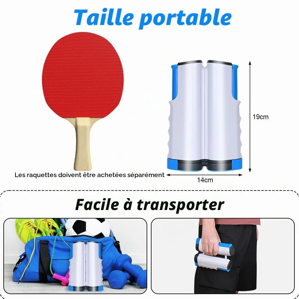 Flintronic Filet de Ping Pong Rétractable, Filet de Tennis de Table Portable 67x7.5in Réglable jusqu'à 170cm