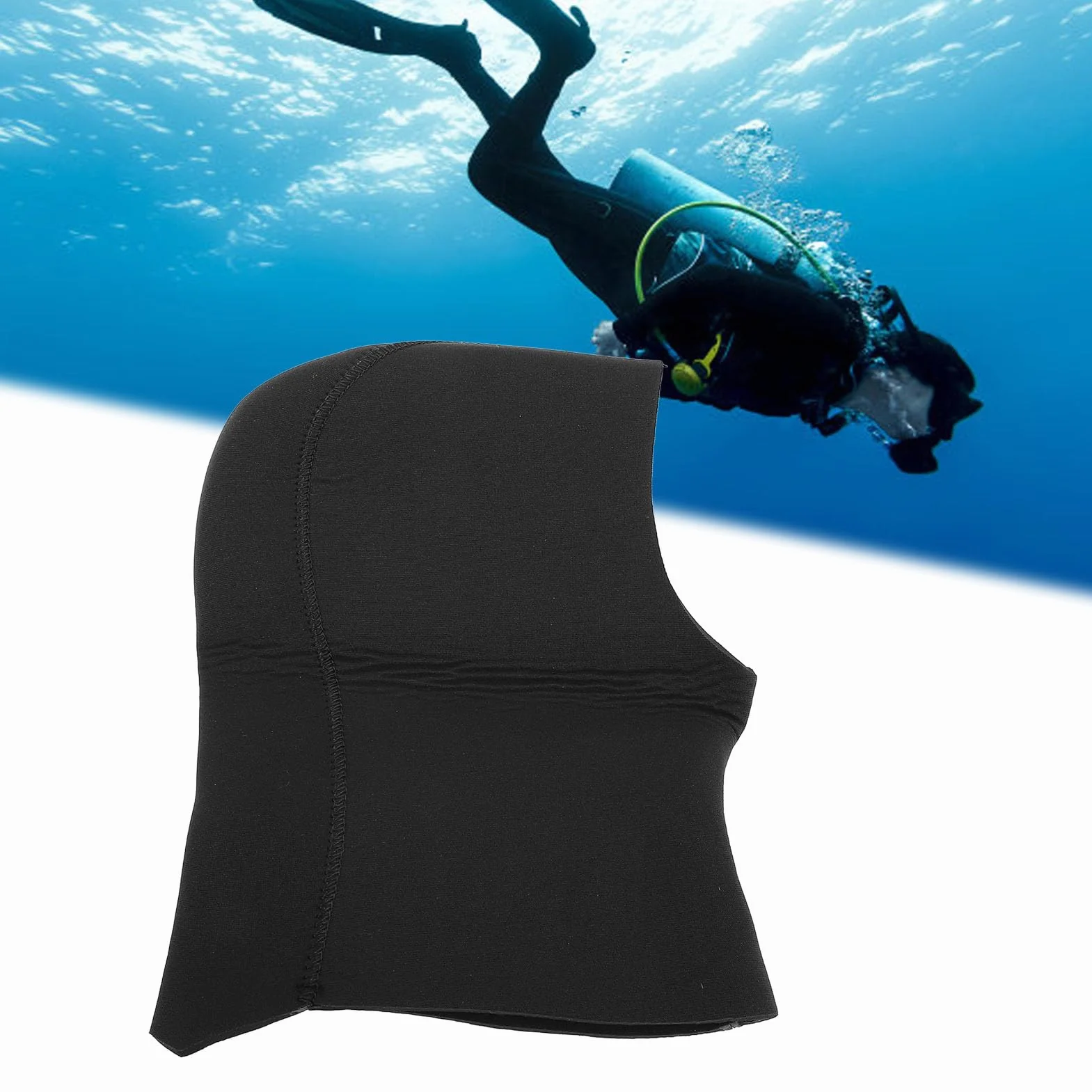 Cagoule de Plongée 5MM avec Protection Oreilles Tête Solaire Couverture Cou Ventilée Surf Apnée (L XL)