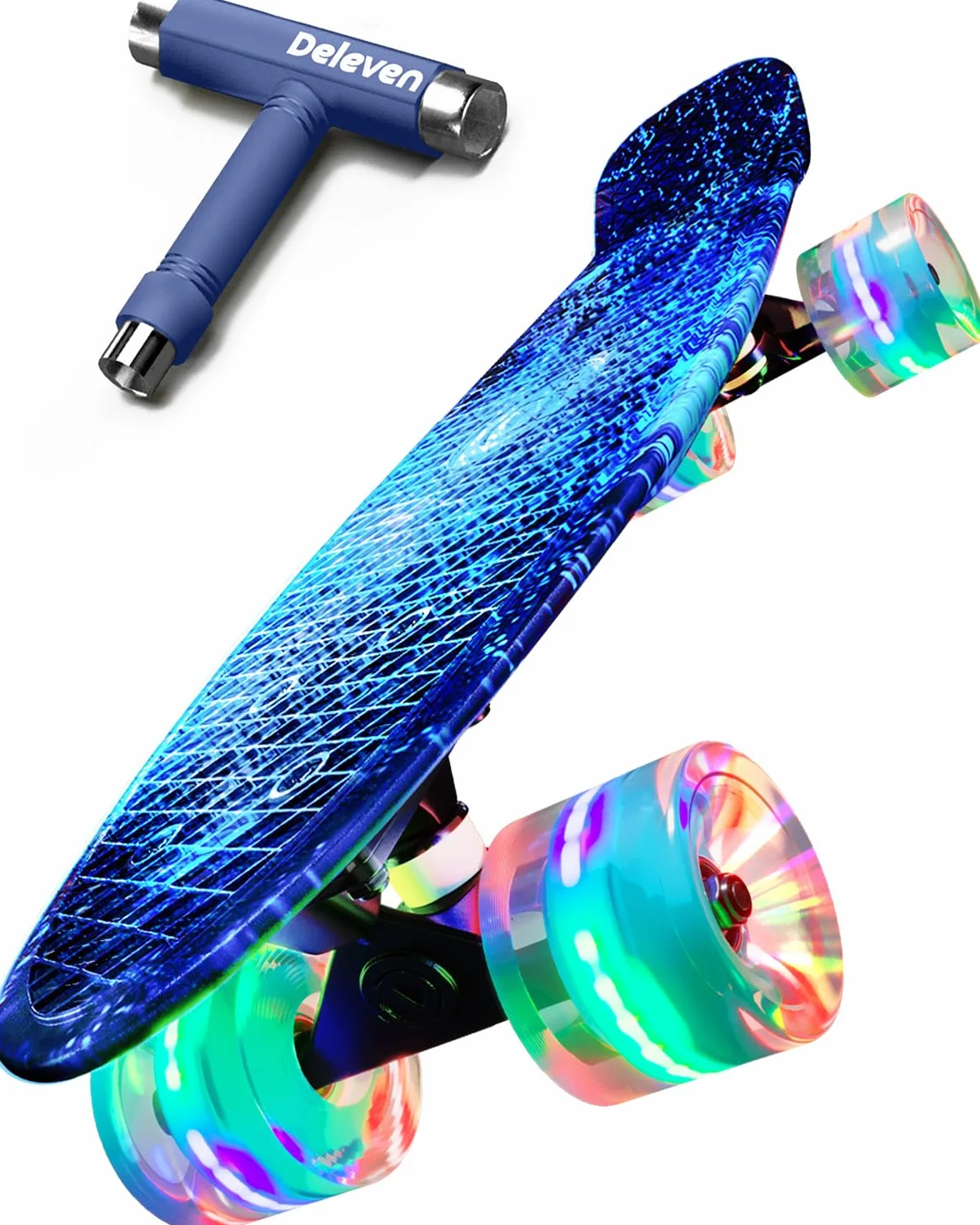 Deleven Skateboard 56cm Roues LED ABEC 7 pour Enfants Débutants