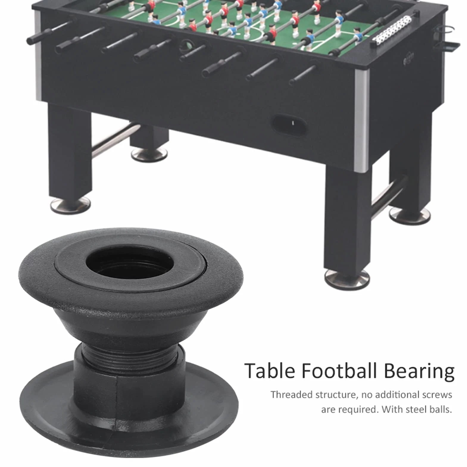 Accessoire de Roulement de Baby-Foot Noir, Structure Filetée à Hauteur Réglable en Plastique