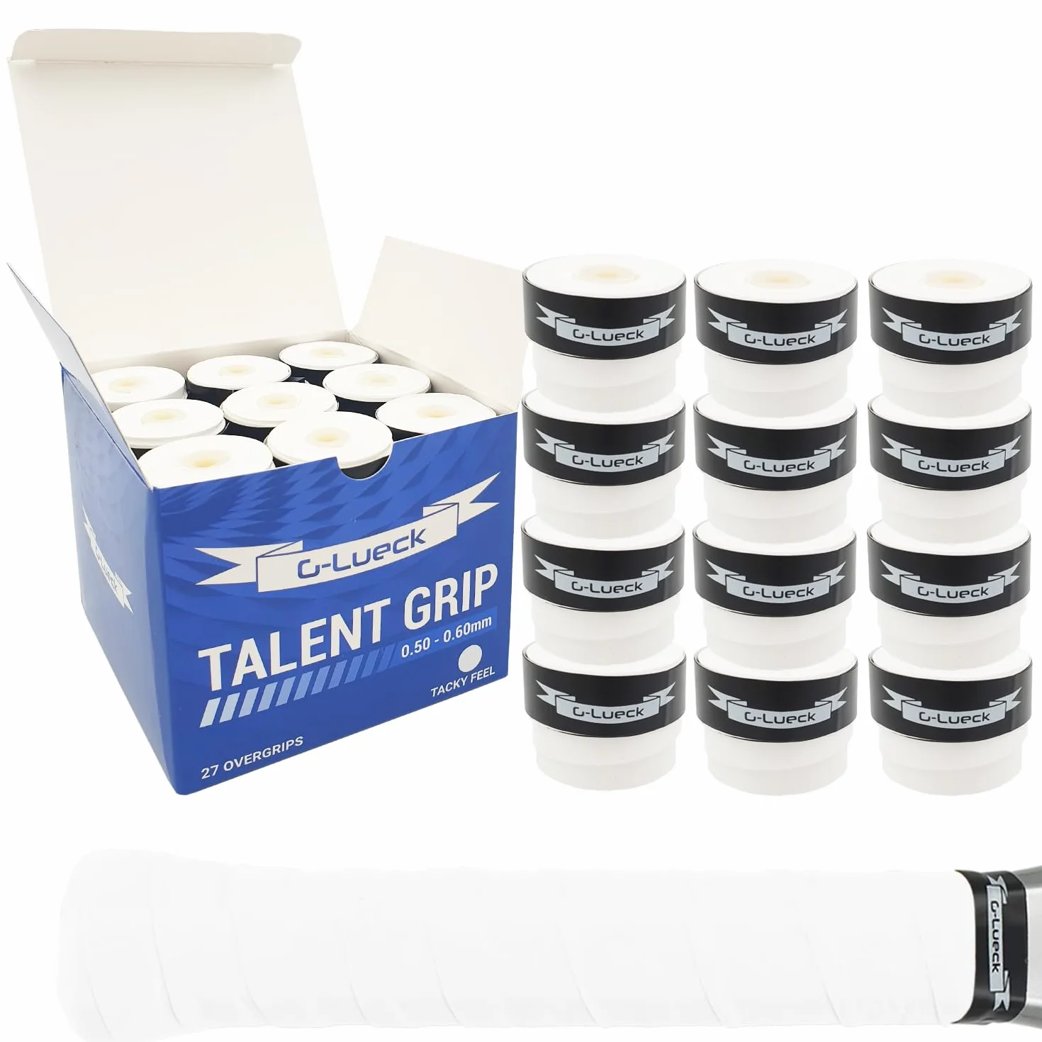 G-Lueck Talent Grip Surgrip Lot de 27 Grips de Tennis très adhérent Épaisseur 0,60 mm pour Raquettes de Tennis