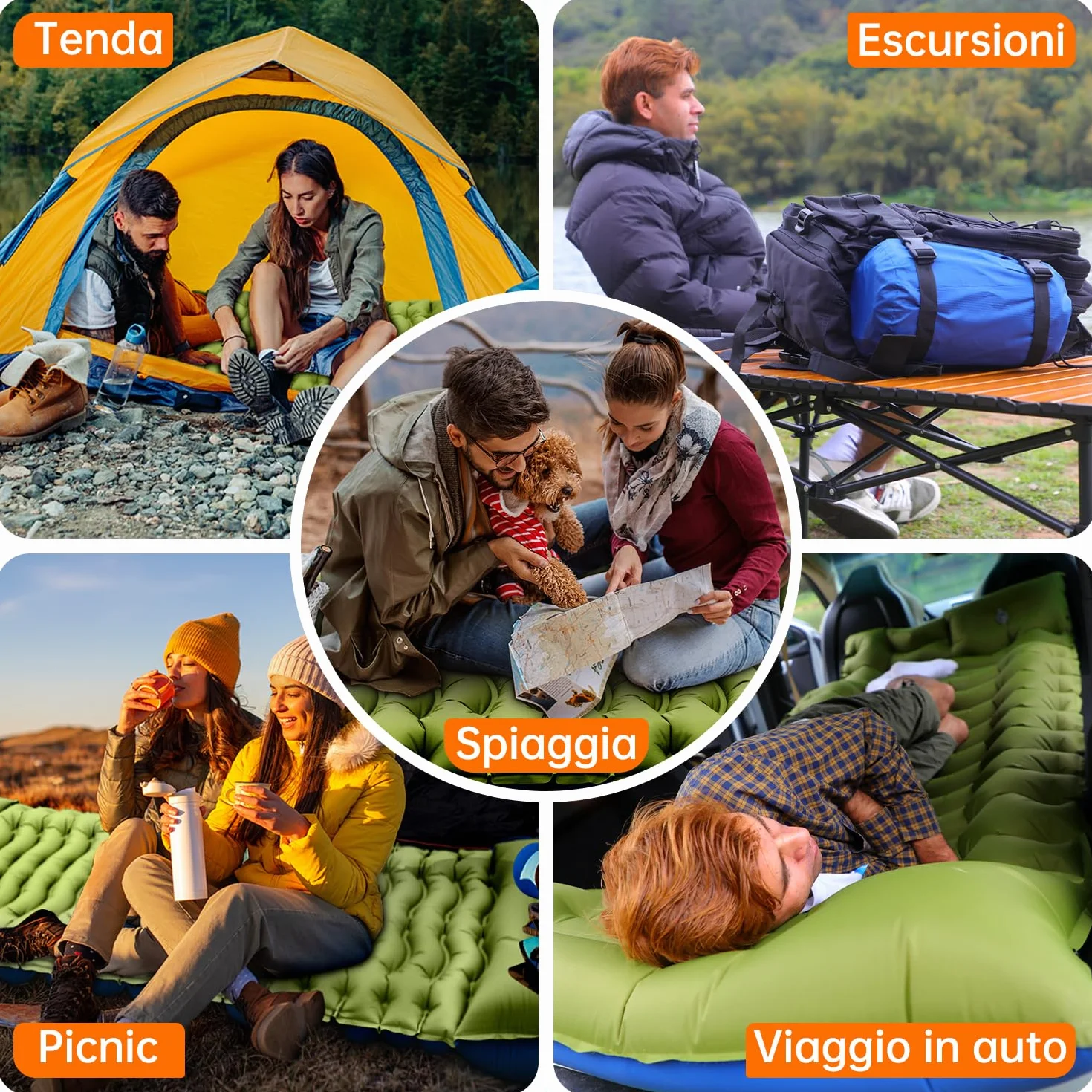 Matelas de Camping autogonflant ultraléger avec Oreiller et Pompe à Pied intégrée Portable Compact pour Trekking