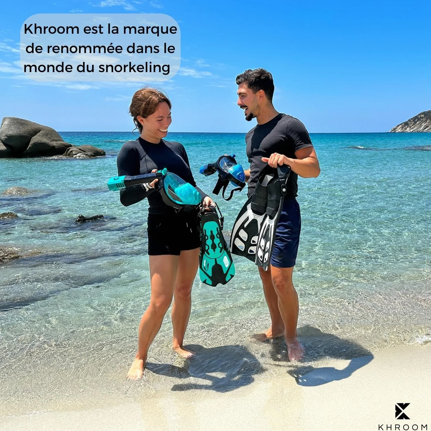 Palmes Courtes réglables Khroom Taille 32-47 avec Sac pour Plongée Natation