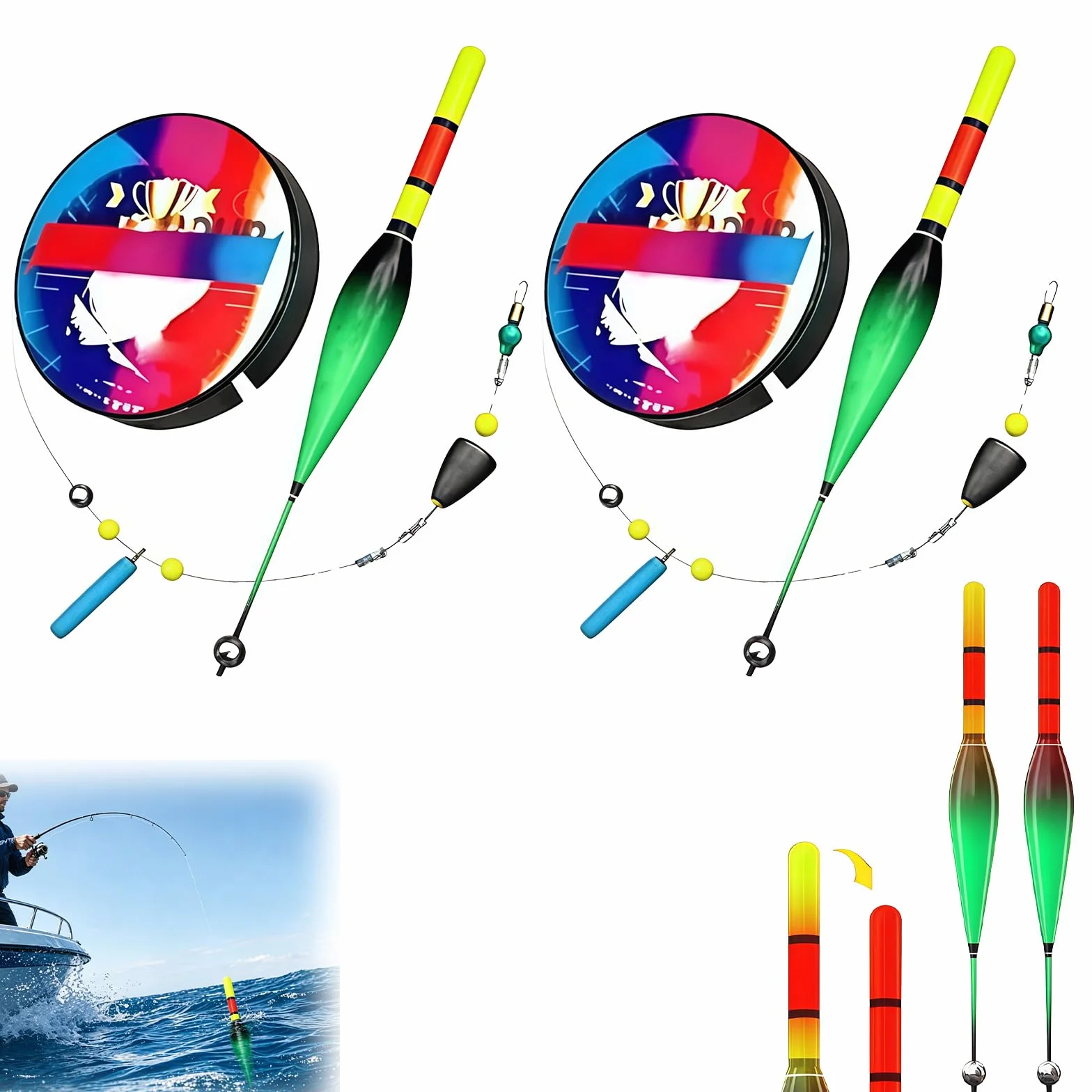 Ligne de Pêche Automatique 120m avec Flotteur à Changement de Couleur Haute Sensibilité