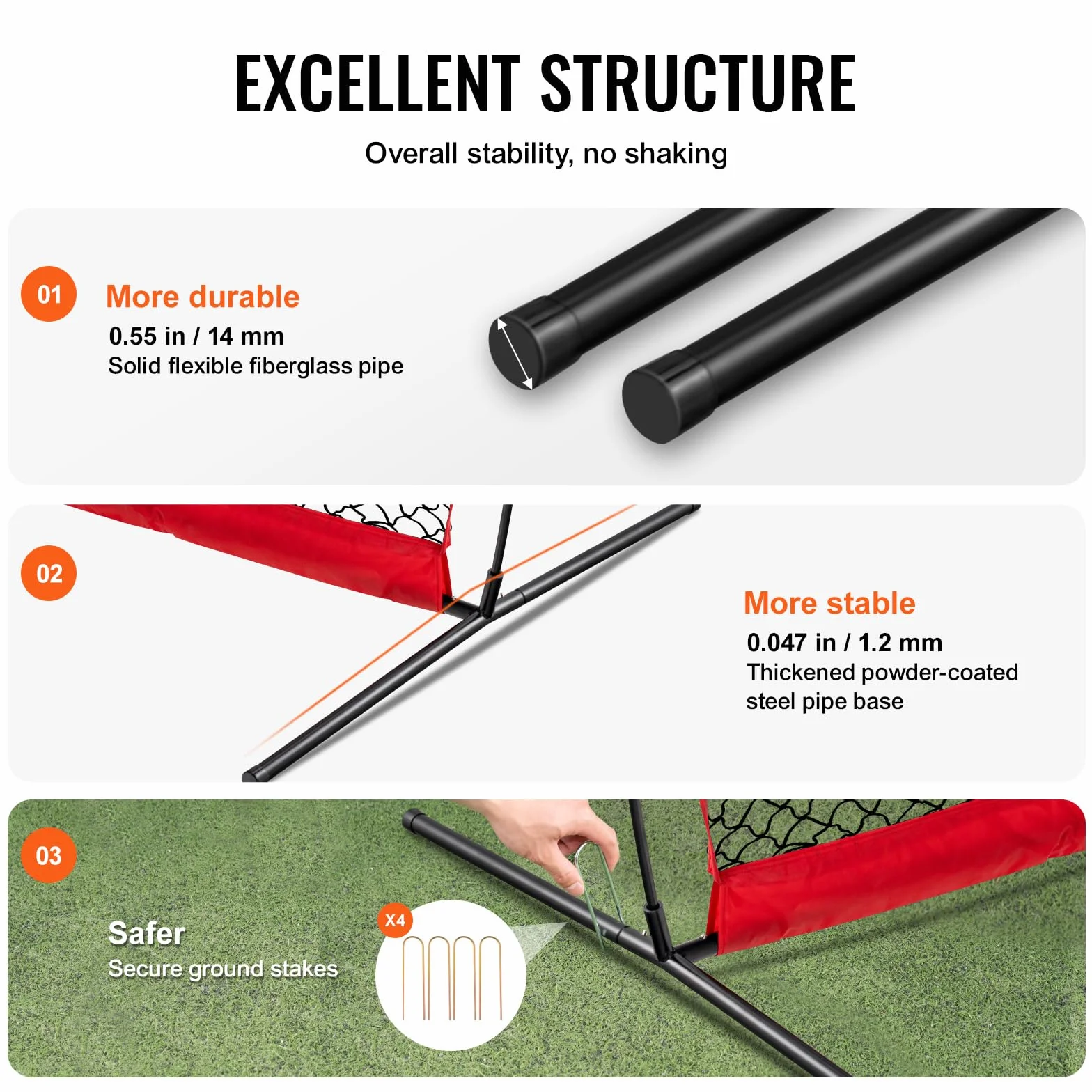 VEVOR Barricade Backstop Filet de Protection Portable avec Sac de Transport, écran de Protection pour Baseball, Softball, Lacrosse, Football, Hockey, pour arrière-Cour