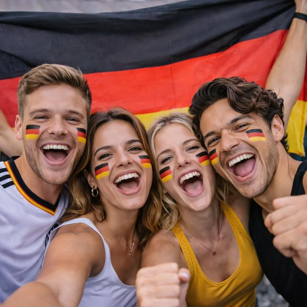 Lot de 3 crayons de maquillage Allemagne - Noir, rouge, jaune (doré) - Décoration fête football Euro 2024