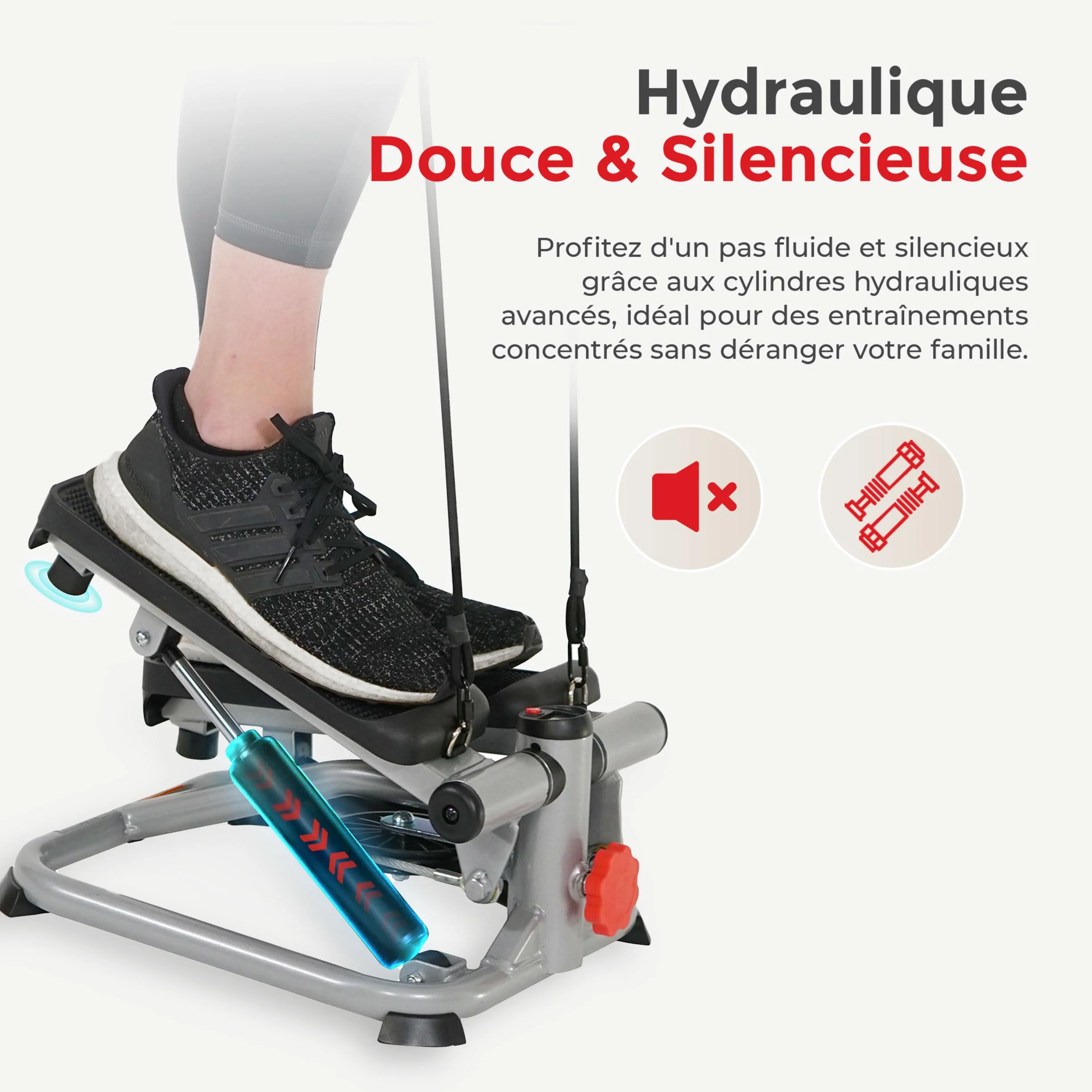 Sunny Health & Fitness Mini Stepper Machine de Step avec Mouvement de Rotation et Bandes de Résistance