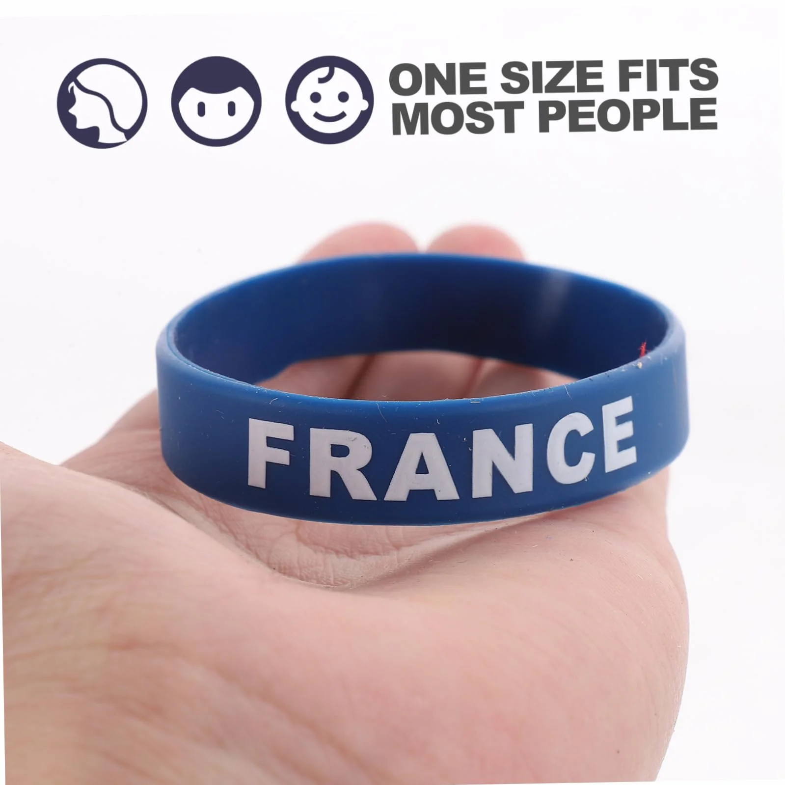 Lot de 5 bracelets en silicone avec drapeau de la France imprimé pour homme et femme