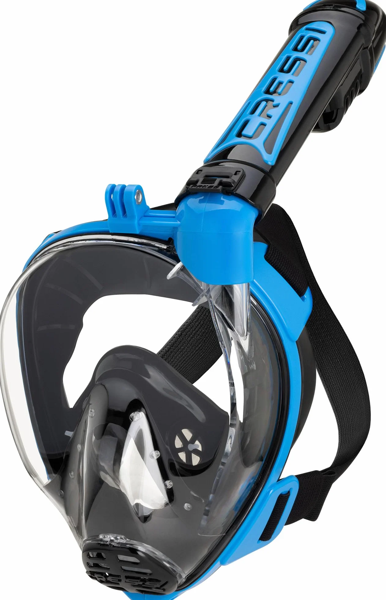 CRESSI Duke Action Full Face Mask Masque Intégral CO2 Safe Grande Vision Snorkeling No Fog avec Tuba Dry Support pour Caméra d’Action