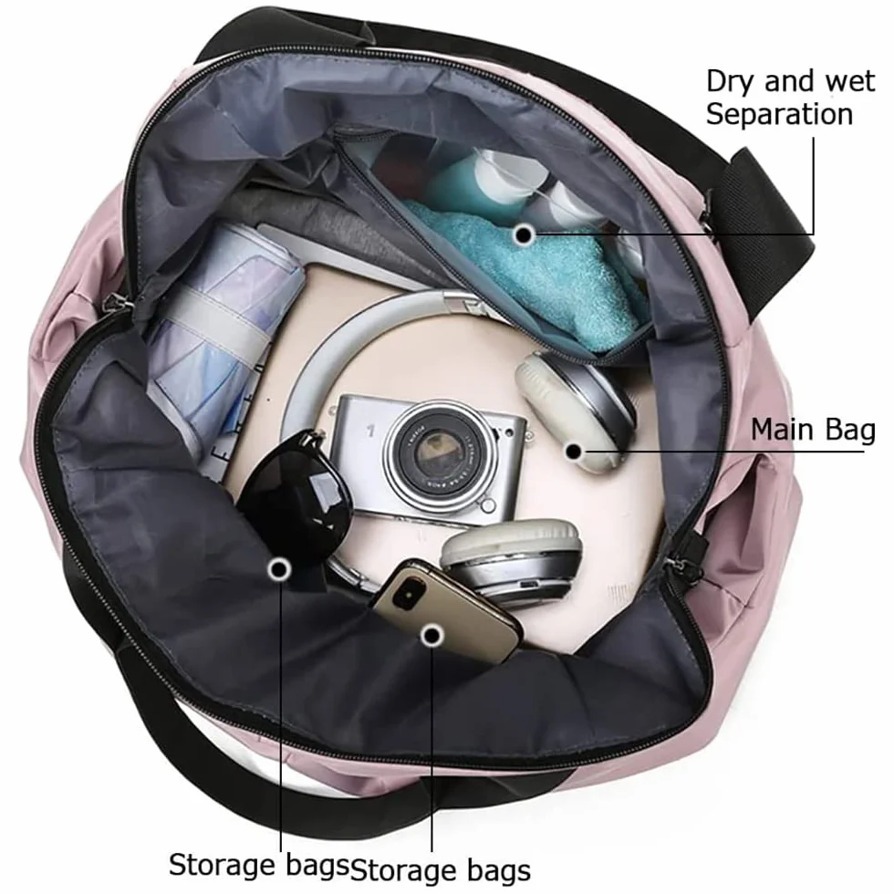 Sac de Sport Femme Imperméable 45x27x20 cm Piscine Voyage Noir