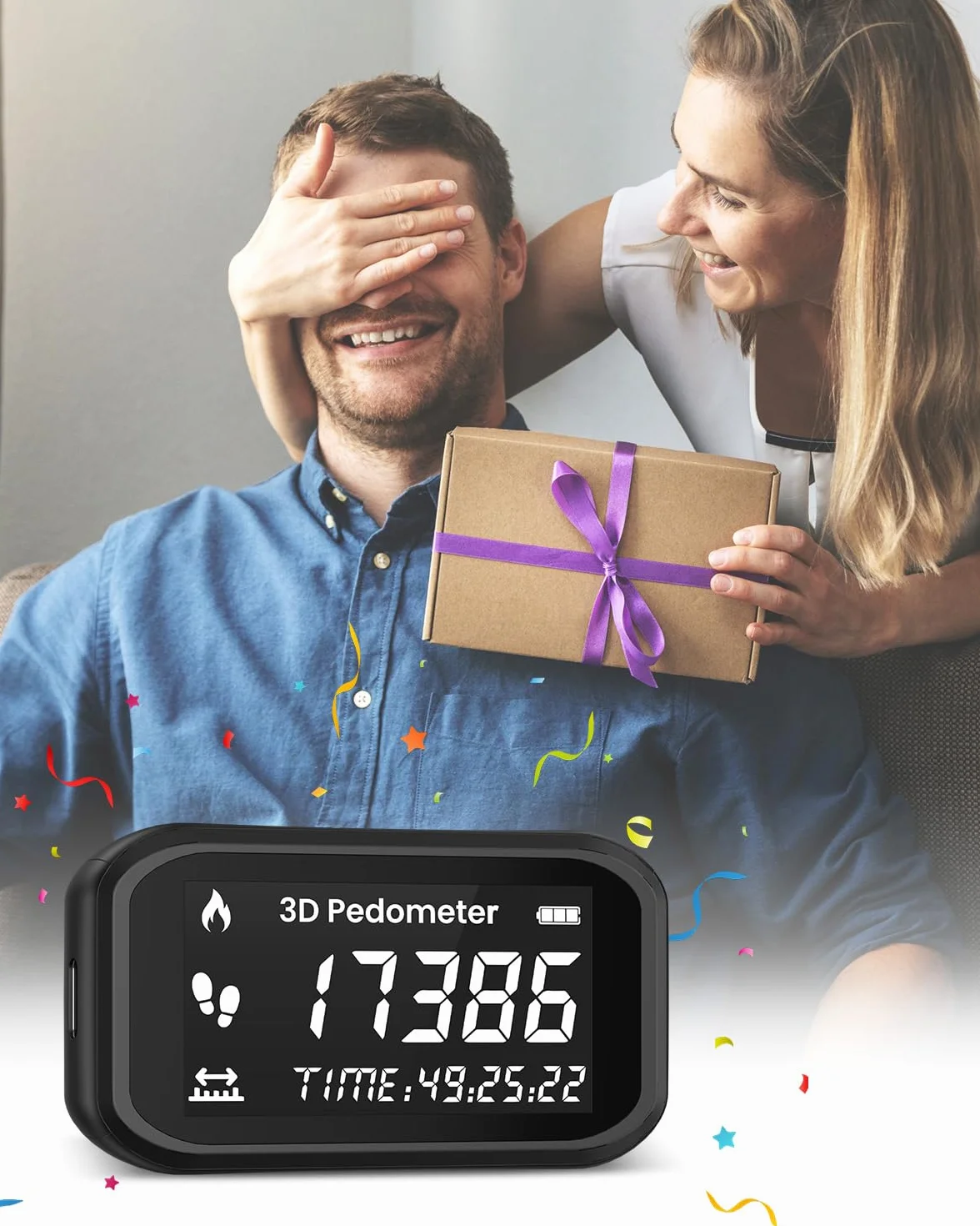 ORIA Podomètre 3D Compteur de Pas Précision étanche Rechargeable Compteur Calories Marche Course Sport Natation