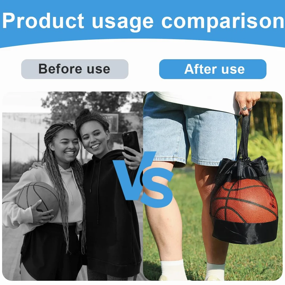 WeddHuis Sac à Ballons Filet de Ballon de Football Sac de Sport Polyvalent Sac de Plage en Mesh Sac à Dos de Gym Filet Portable pour Football Basketball Tennis Volleyball Rugby
