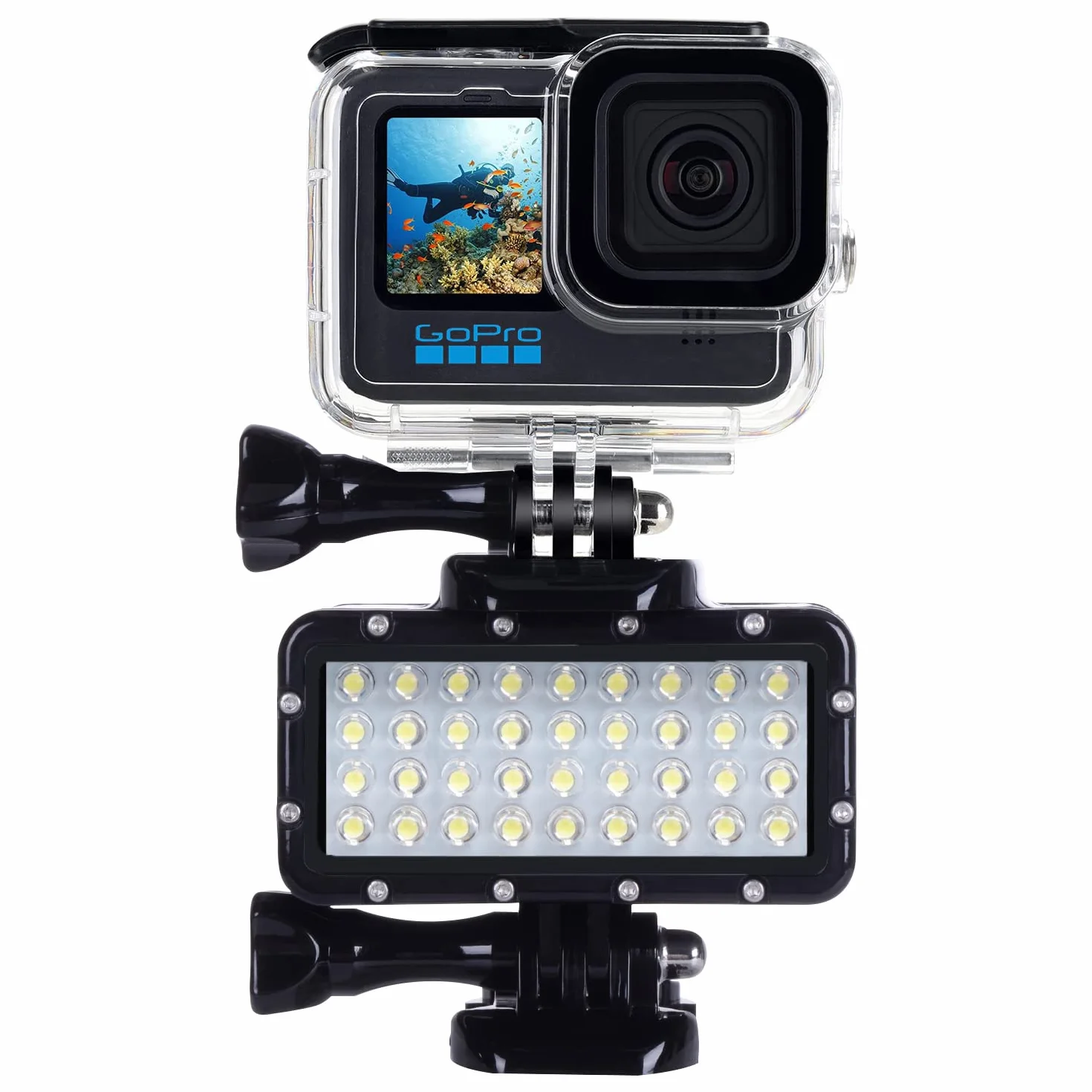 Suptig Phares de plongée sous-marins DEL étanches 45 mètres Compatible Gopro Hero 13/12/11/10/9/8/7/6/5/4/3/3+ Akaso Dji