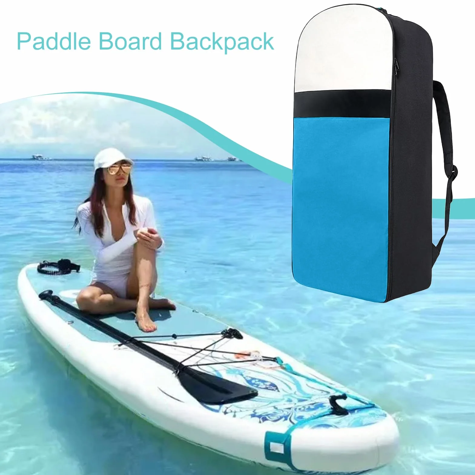 Sac de transport pour planche à pagaie 90x40x24 cm sangle réglable étui de protection grande capacité