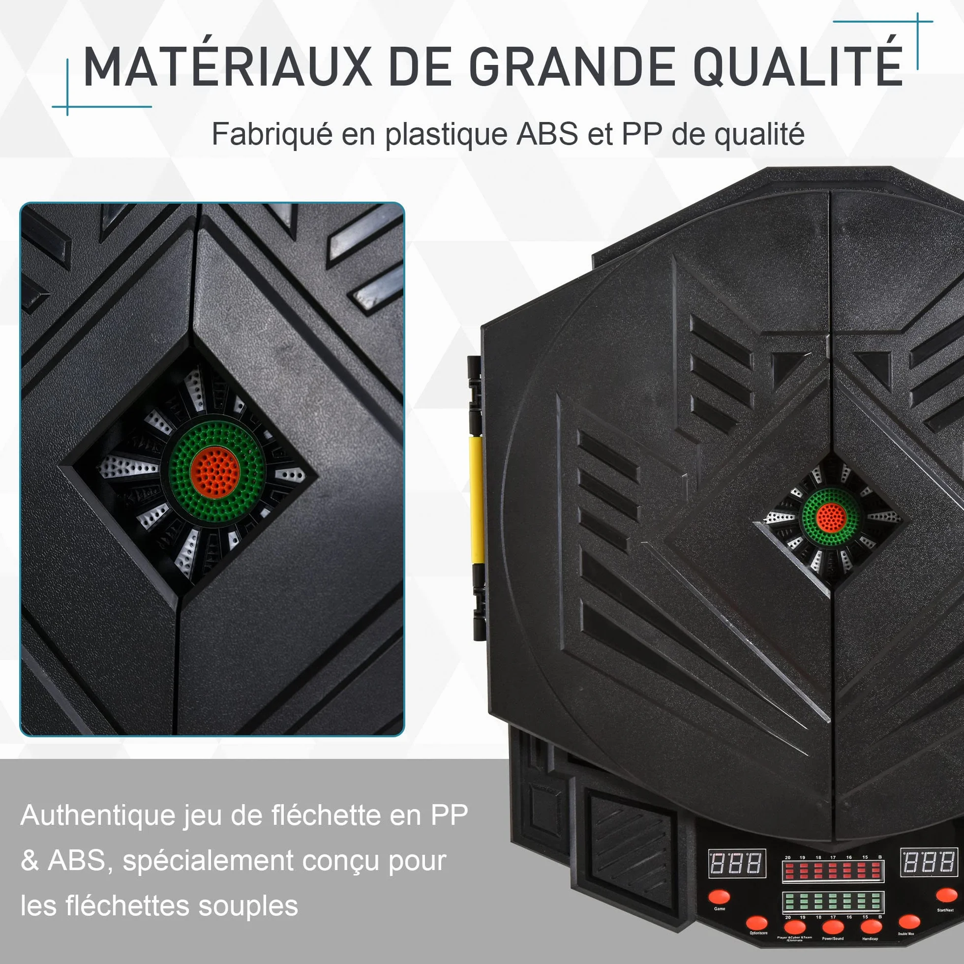 HOMCOM Jeu de fléchettes électronique 27 Jeux 8 Joueurs LED Noir