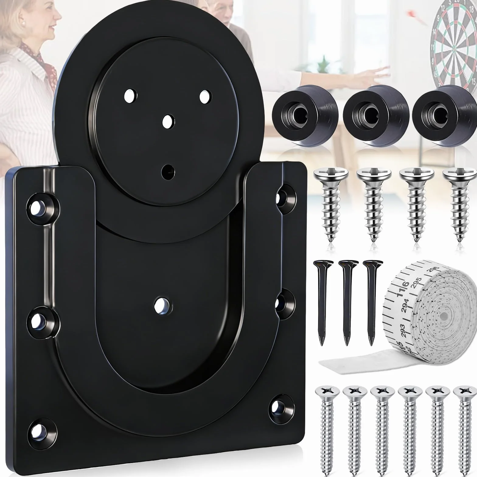 Support de Cible de Fléchettes Professionnel, Kit de Fixation Murale Crochets Supports en U avec Vis