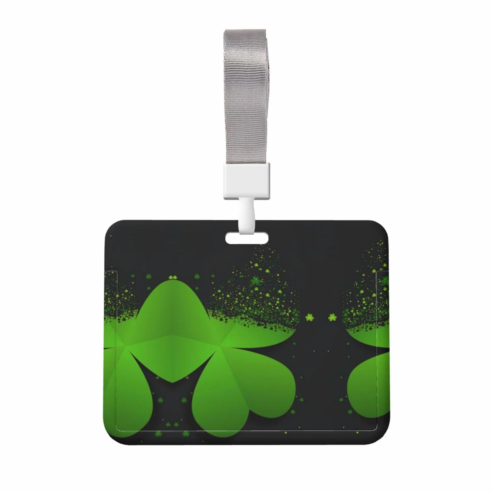 Porte-badge en plastique ABS transparent étanche refermable forme trèfle fond noir