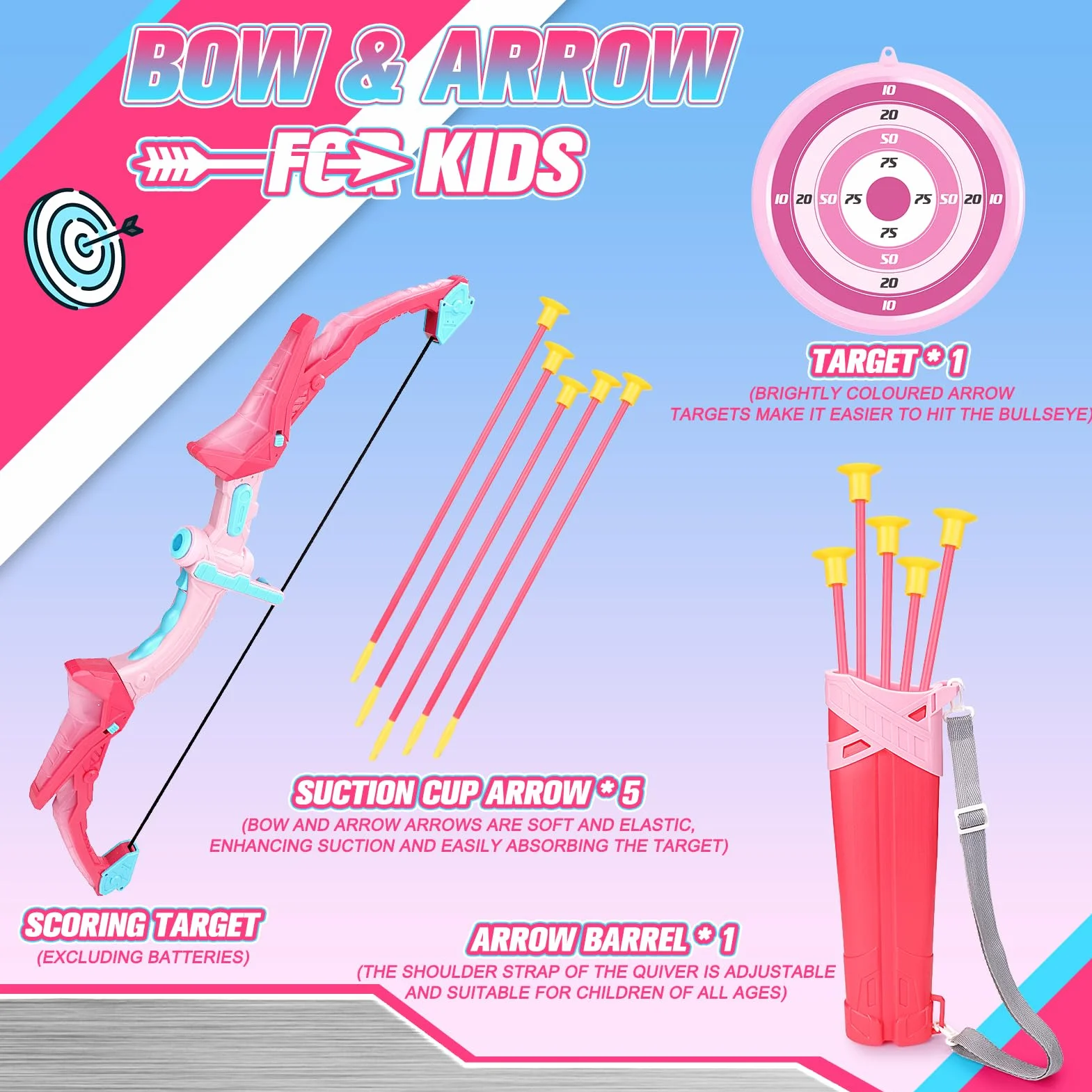 EUCOCO Flèche et Arc pour Enfants, Jouet Cadeau Garçon 6-10 Ans