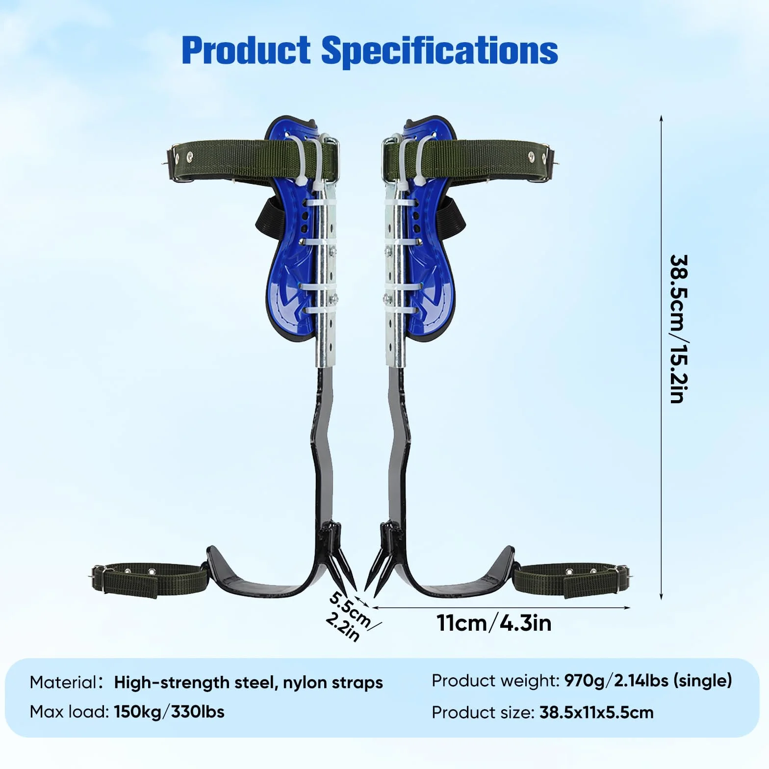 Ensemble de crampons d'escalade avec harnais de sécurité 150 kg pour arboriculteurs sauvetage