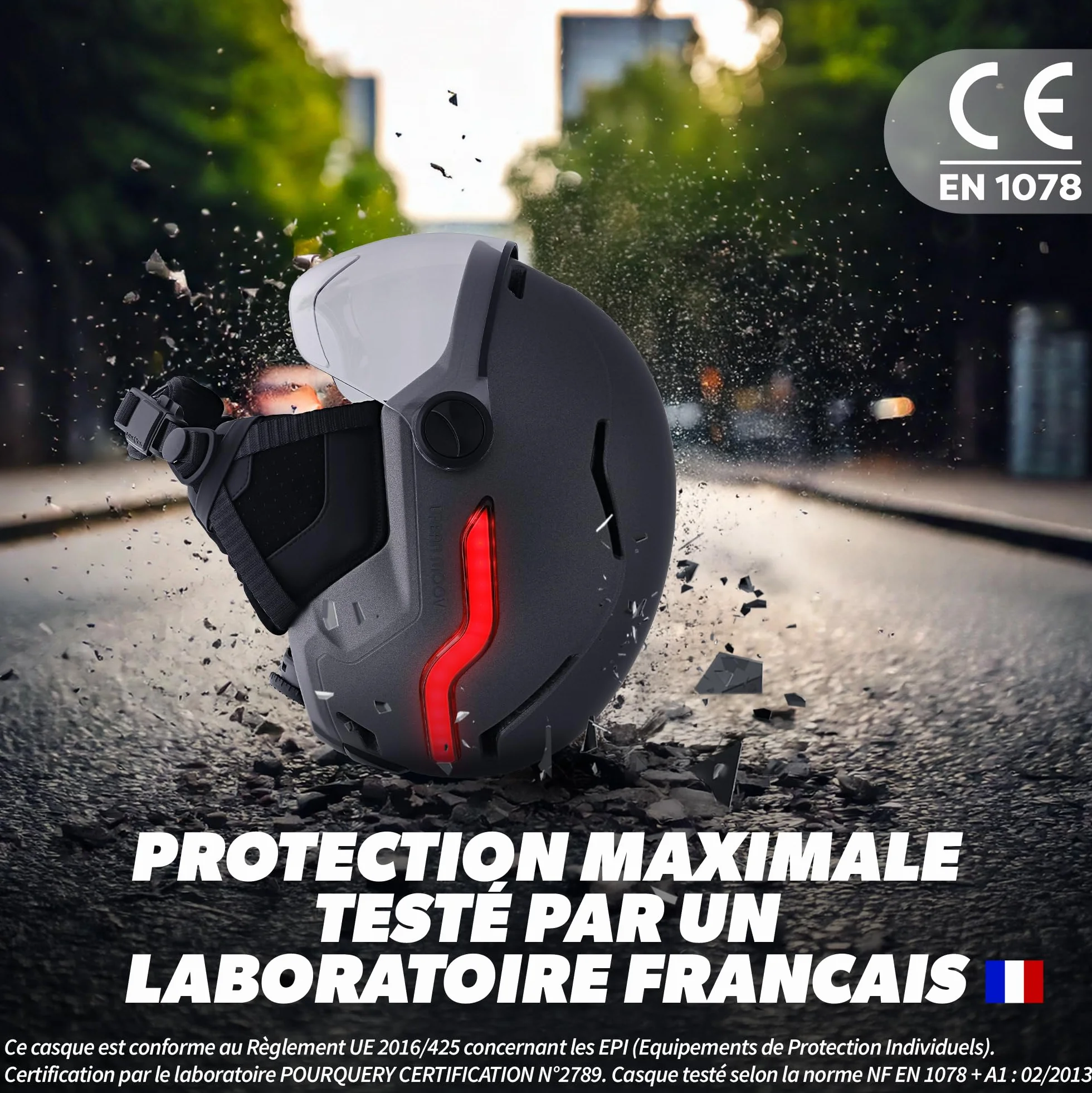 T'nB Vizion Casque Vélo Trottinette Électrique LED Connectées Détection Freinage Automatique Clignotants Télécommandés Visière Anti-UV Batterie Rechargeable