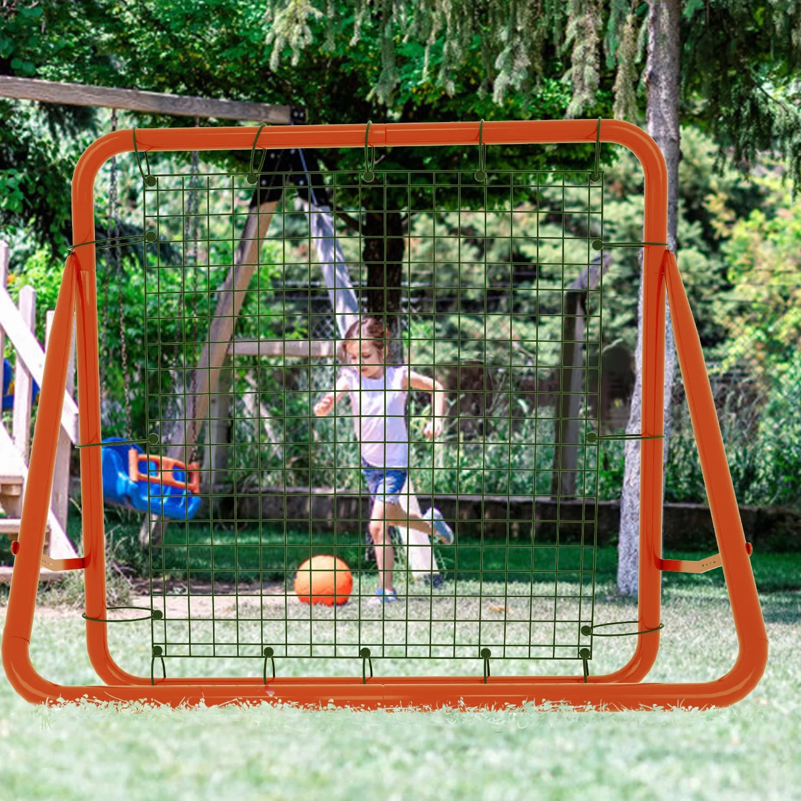 Filet de rebond de football Kickback Solo Rebound Kick Trainer 100 x 100 x 65 cm rouge