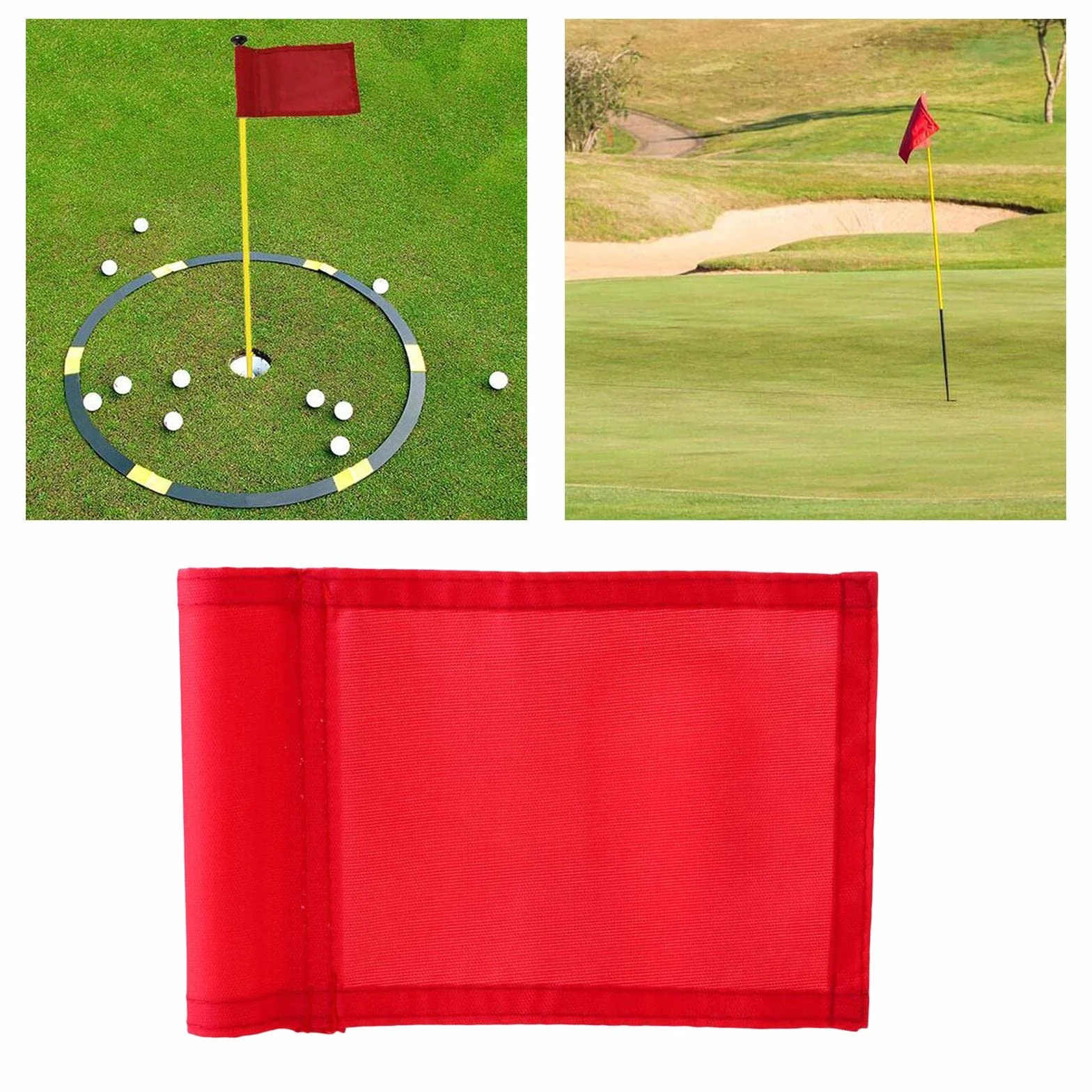 Rockible Mini Drapeau de Golf Double Face 420D Nylon Double Couture Entraînement Vert