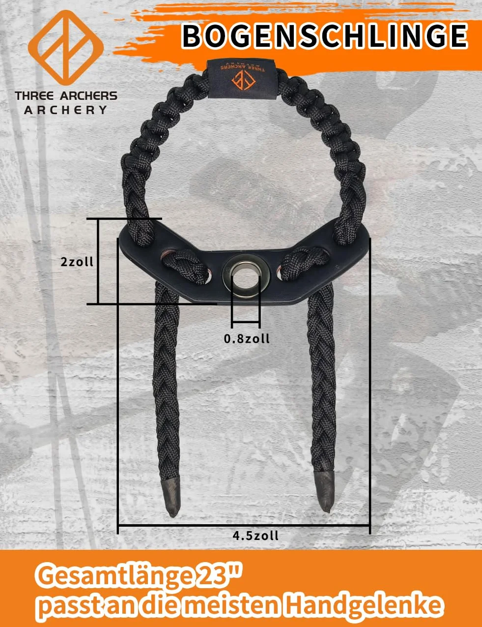 THREE ARCHERS Sangle de poignet réglable pour tir à l'arc - Stabilisateur d'arc et dragonne - Accessoire de chasse et cible - Noir