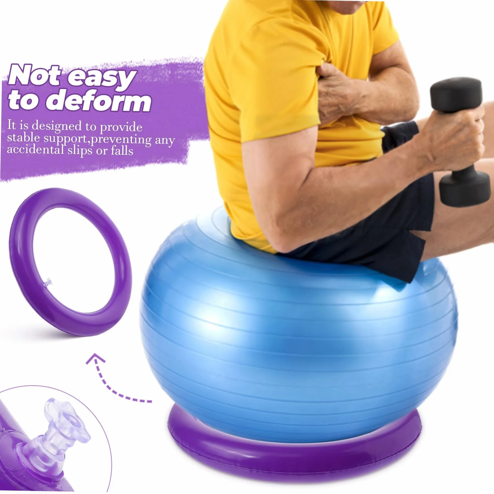 Base de Ballon de Yoga Ronde en PVC Anneau Fixe pour Ballon de Yoga Gonflable Accessoire Fitness