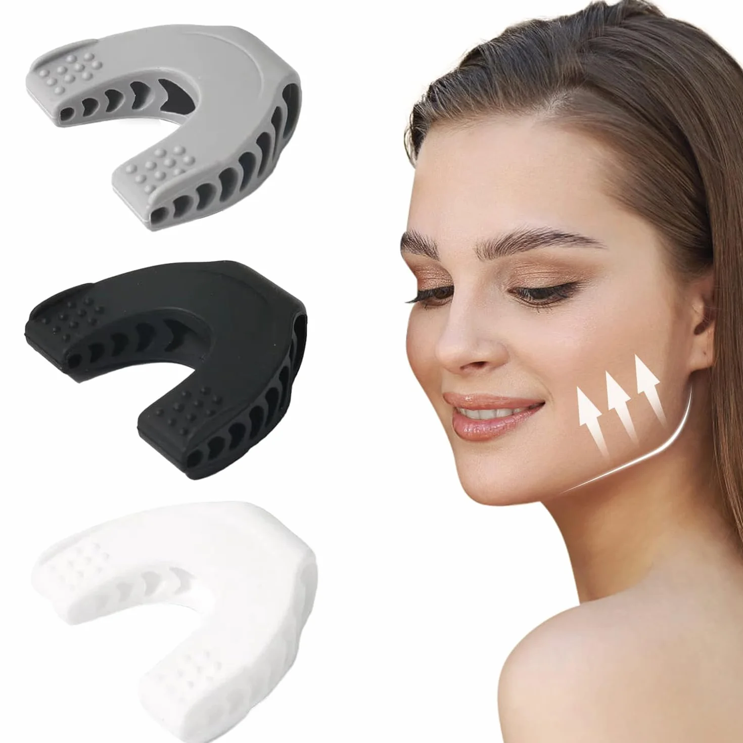 Exerciseur de Mâchoire en Silicone, Jawline Trainer, 3 Pièces