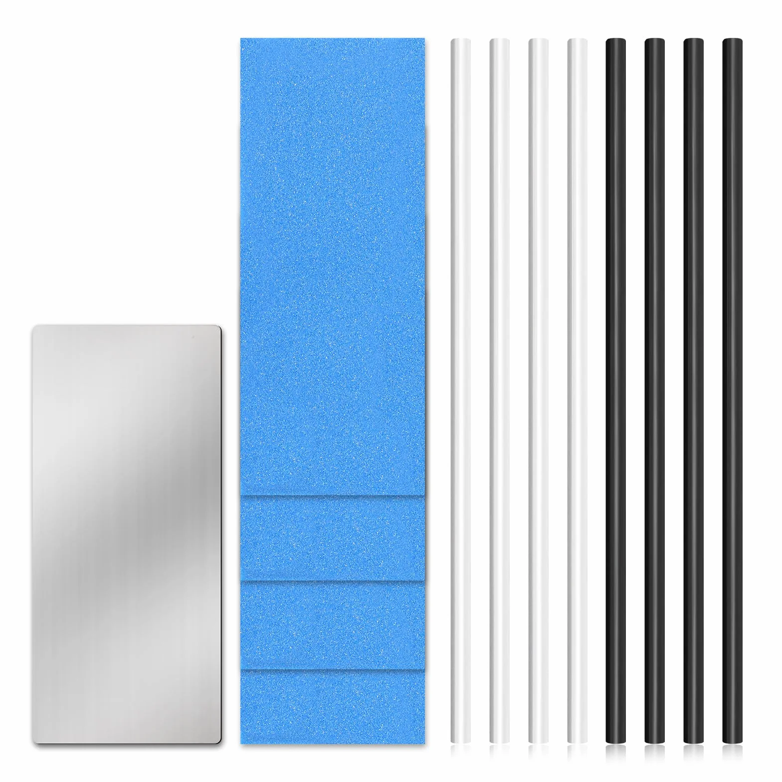 Kit de Réparation de Snowboard 8 pièces, Outils d'Entretien de Ski 6mm avec Papier de Verre 4 Structures 1 Grattoir, Noir et Blanc