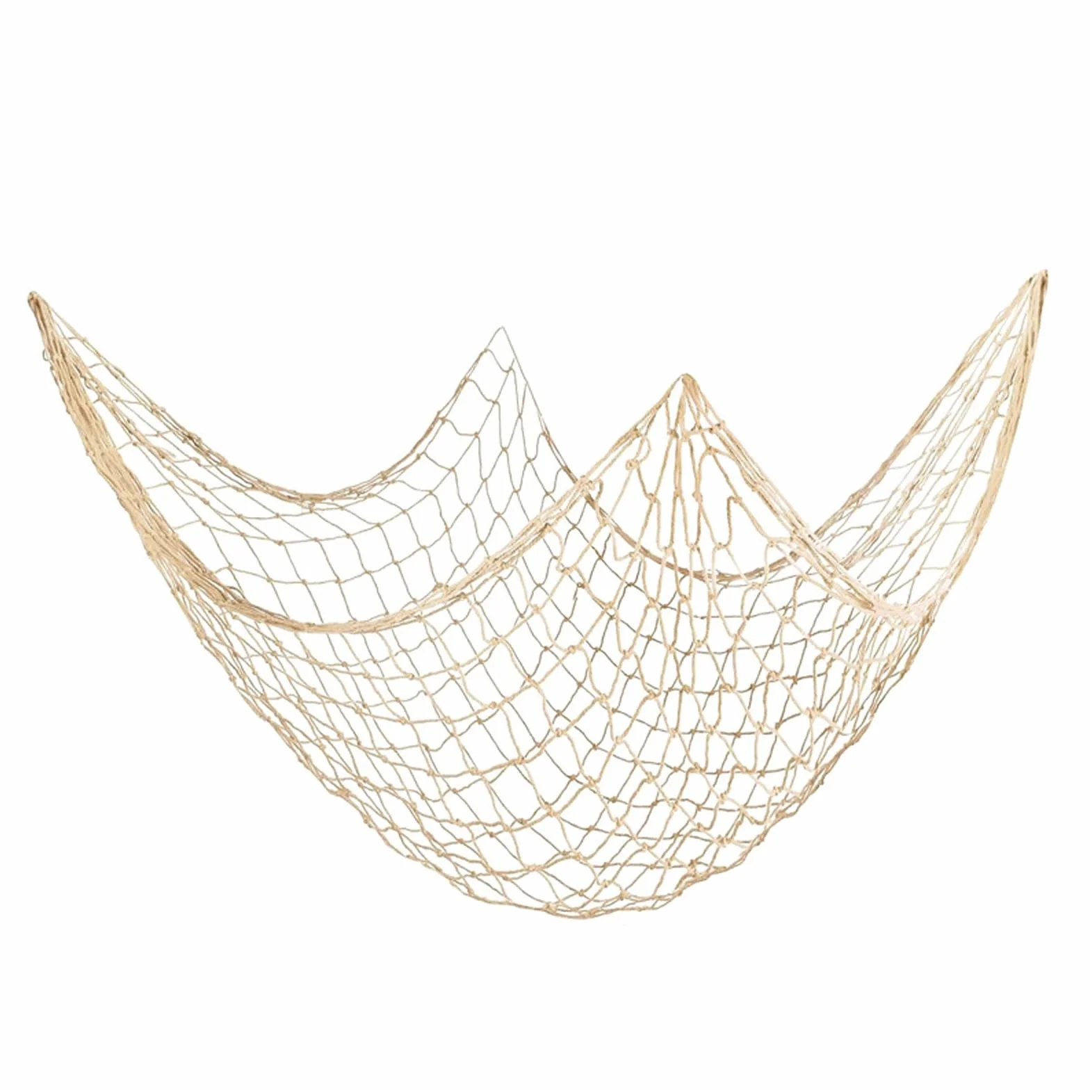 Filet de pêche décoratif 200 x 100 cm en coton naturel style méditerranéen nautique