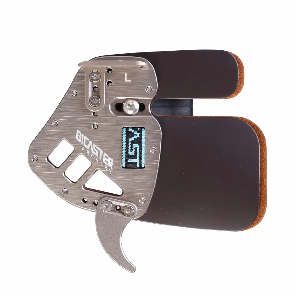 Bicaster Tongs de doigt pour gaucher en cuir véritable avec plaque aluminium réglable