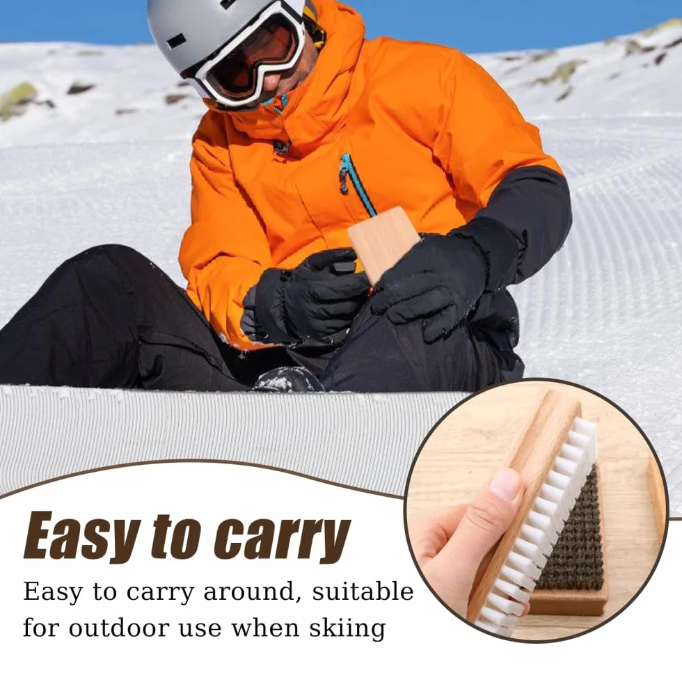 DONGKER Kit de Brosses à Cire pour Snowboard, 3 Pièces Brosse à Cire Ski avec Nylon/Laiton/CRIN de Cheval