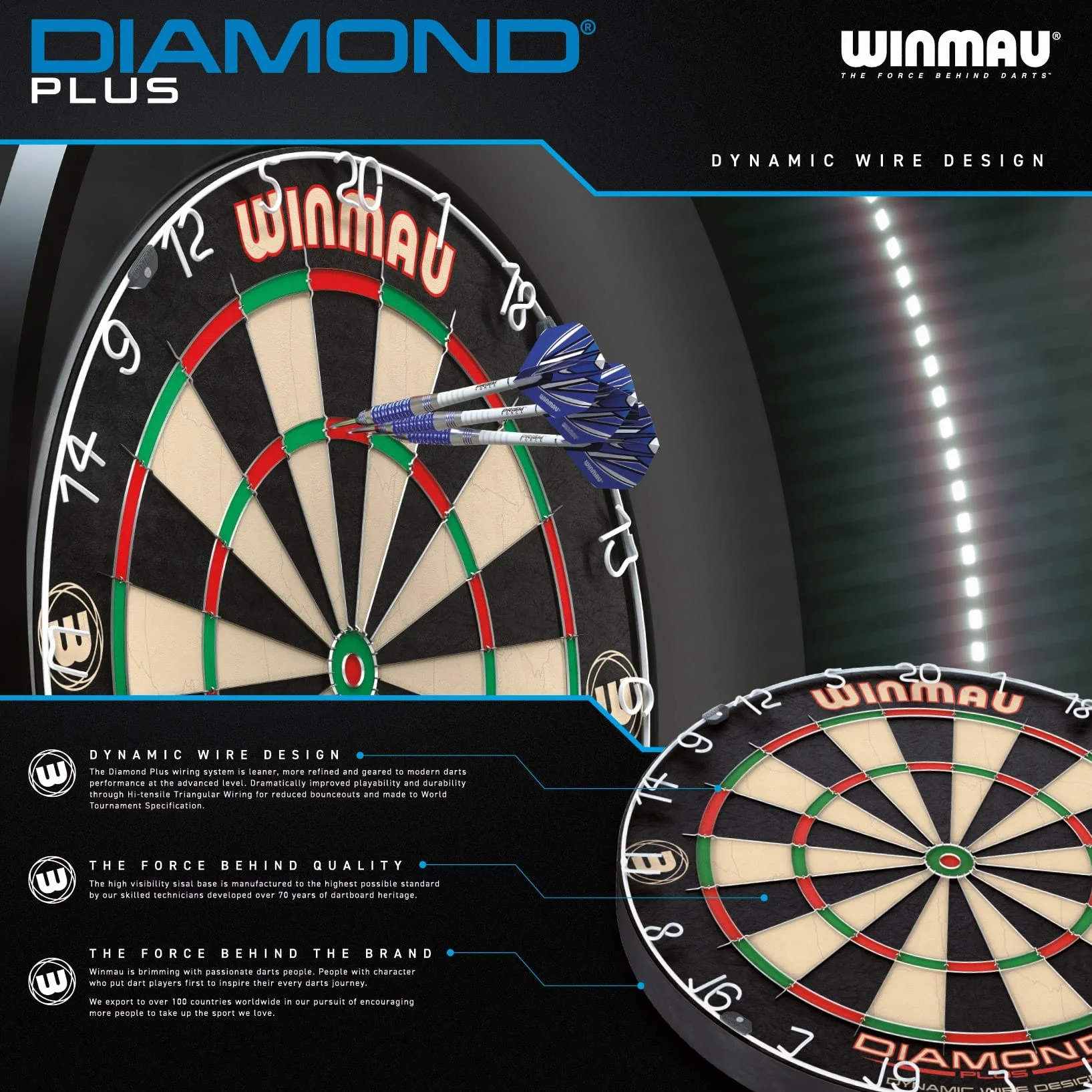 Winmau Diamond Plus Cible de fléchettes Professionnelle