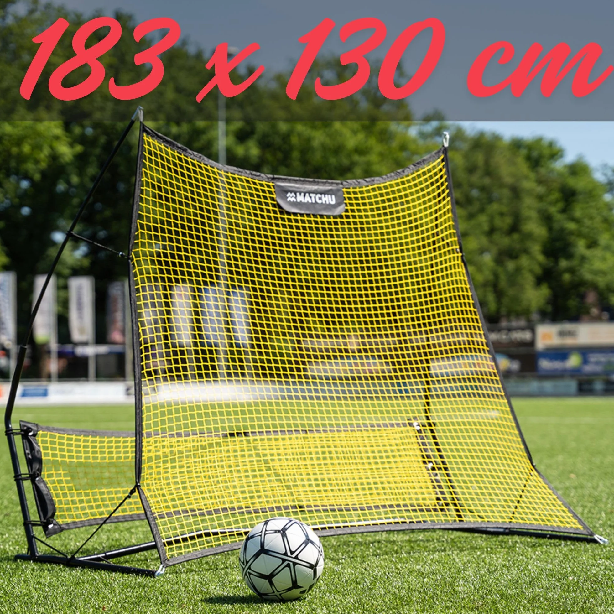 Filet de Rebond Football 2en1 183x130cm Kickback Noir/Jaune avec Sac