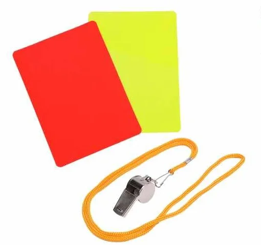 Cartes Rouges Et Jaunes pour Arbitre De Football avec Sifflet Lanière, Fournitures Sport