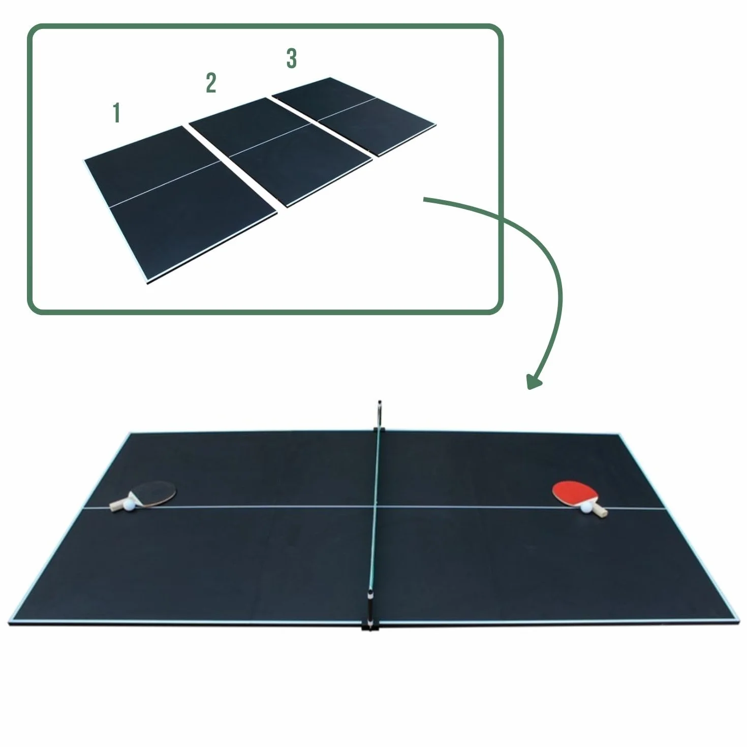 SOKKER Plateau de Ping-Pong Pliable 3 Panneaux 208 x 112 cm avec Filet Raquettes Balles