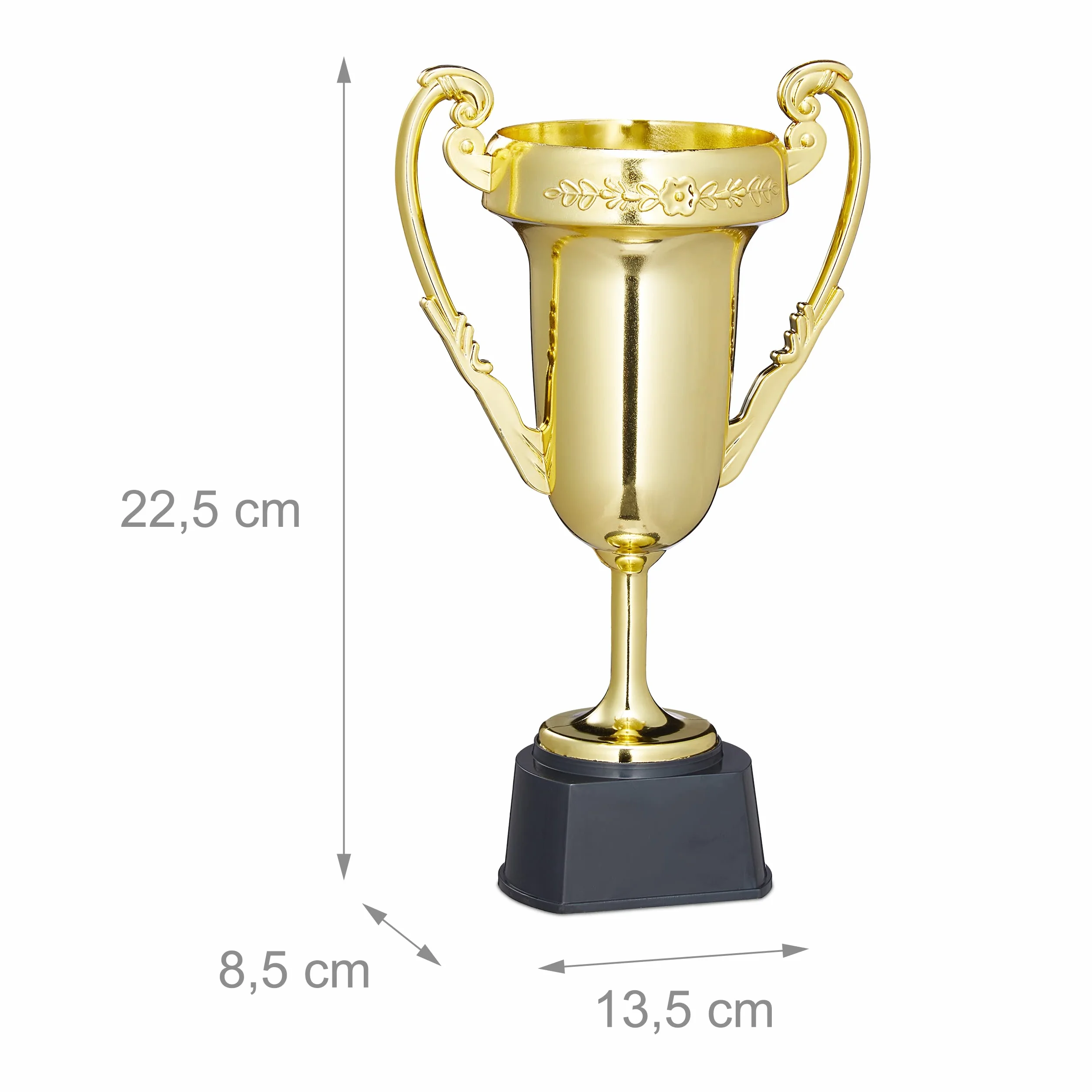 Relaxdays Trophée Lot de 3 Coupe sans Inscription à Anse Plastique