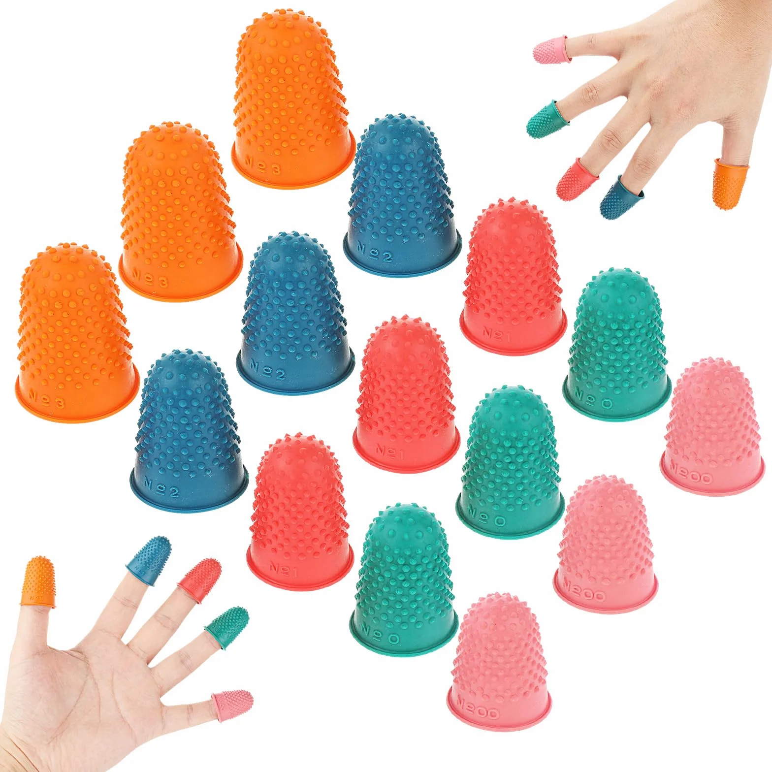Pointes en Caoutchouc pour Doigts, 15 Pièces Protège-Doigts en Silicone, Manchons Protection Aiguilles