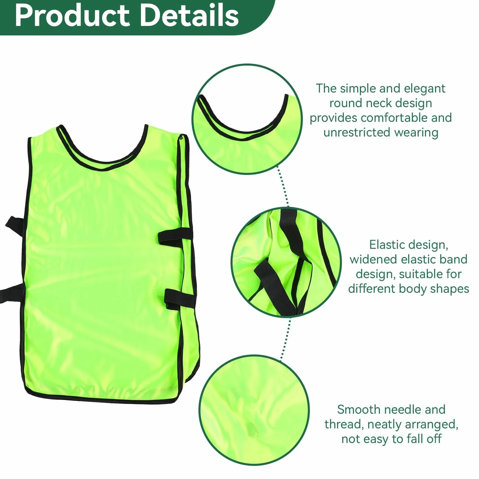Agatige 5Pcs Débardeur d'Entraînement Enfants Gilets Ballon Dossards sans Manches Col Rond Couleurs Vives Football Rugby Vert