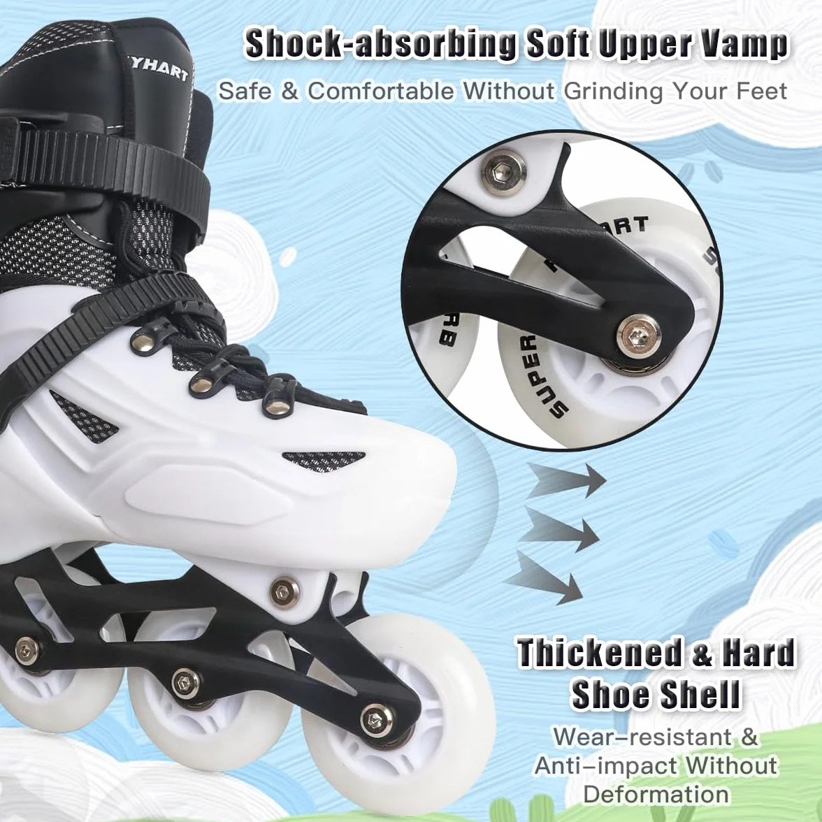 Patins à Roues alignées Ajustables pour Enfant Garçons Filles Débutants Roller Extérieur Intérieur