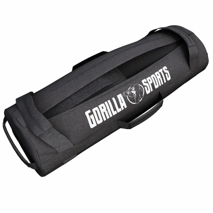 GORILLA SPORTS® Fitness Power Bag 20kg 30kg Rempli de Sable Métallique Poids Réglables 6 Poignées Sac de Sable Musculation