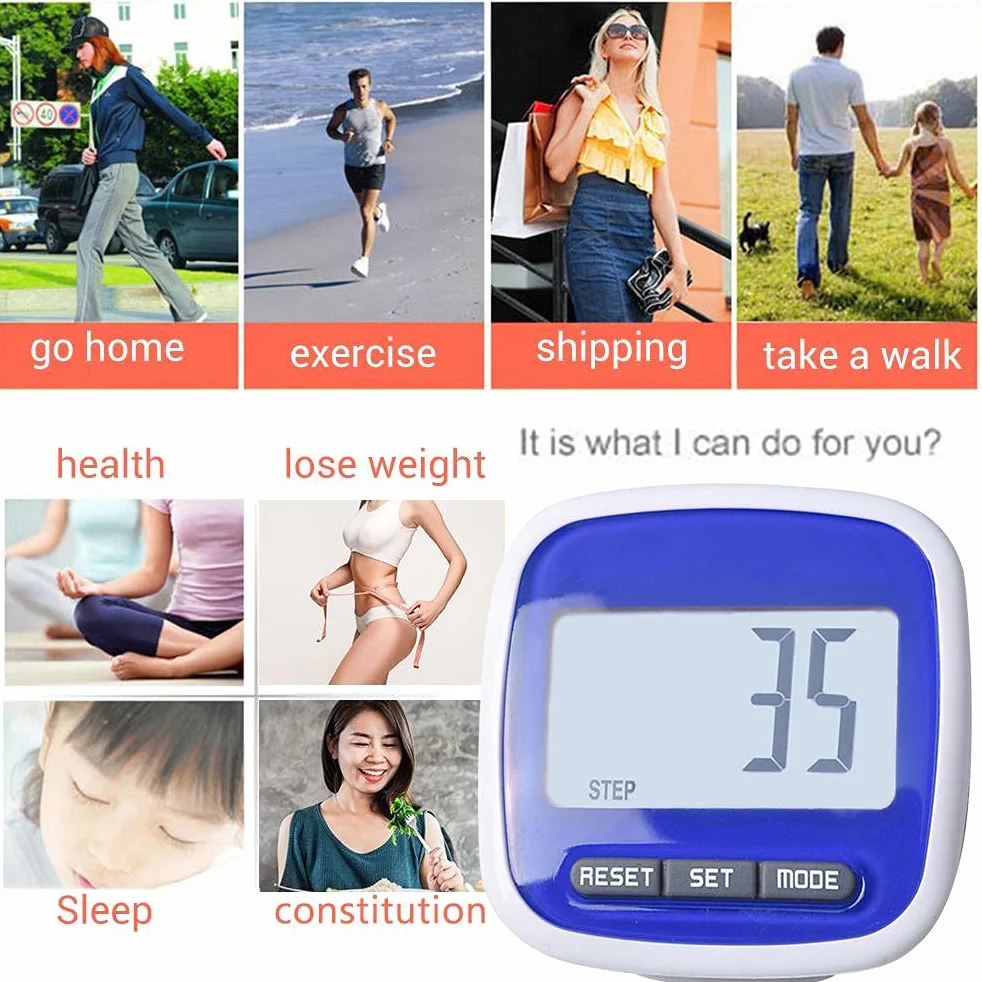 Podomètre de Marche Compteur de Pas Capteur 3D Distance Calorique Réglage du Poids Course à Pied Fitness Randonnée