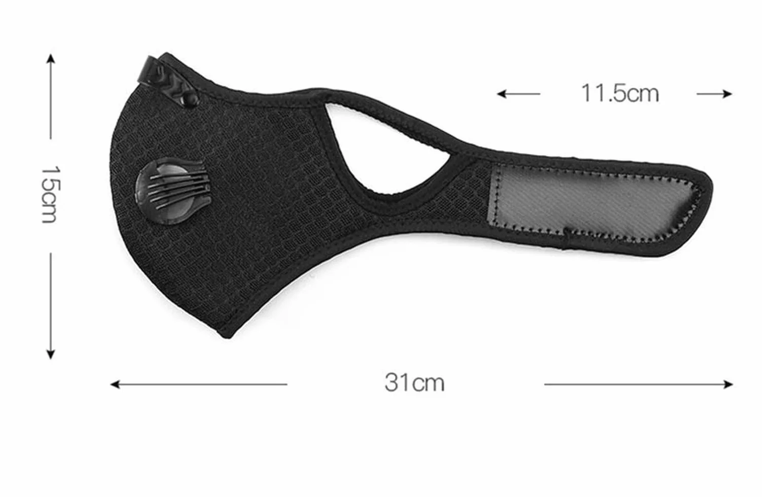 Masque de cyclisme réutilisable avec filtre à charbon actif, noir