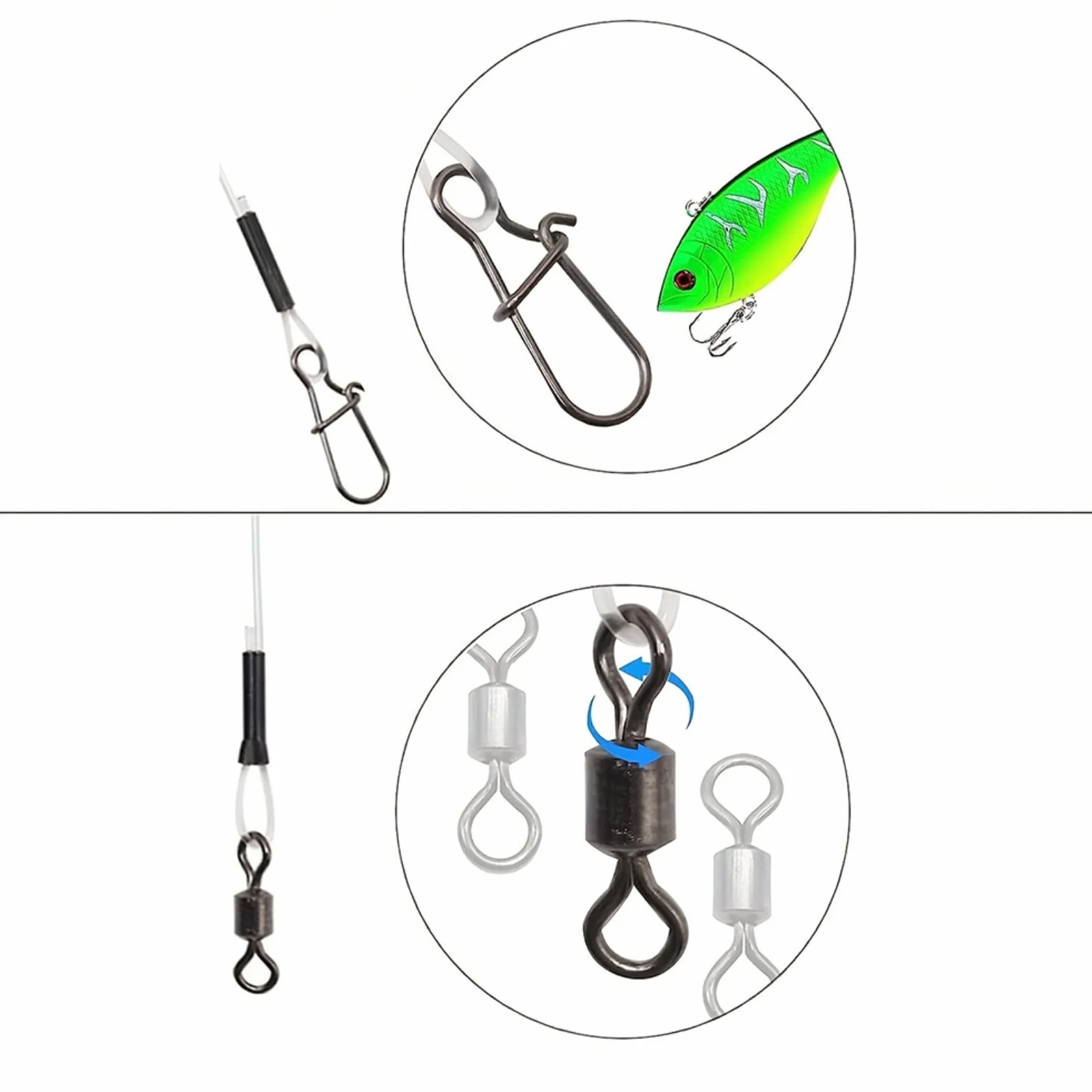 Fluorocarbone Ligne de pêche 7-18 kg Rouleau Pivotant Fastlock Haute Résistance 10 pièces