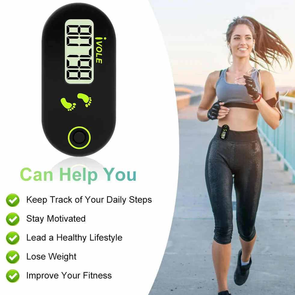 Flintronic Podomètre 3D pour la Marche avec Clip, Compteur de Pas Numérique Portable