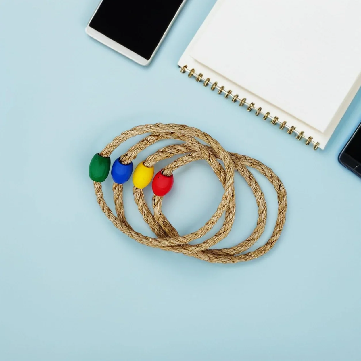 UPKOCH Jeu de Lancer d'Anneaux en Corde Naturelle 8 Pièces pour Enfants Activité Extérieure Coordination Main-Œil